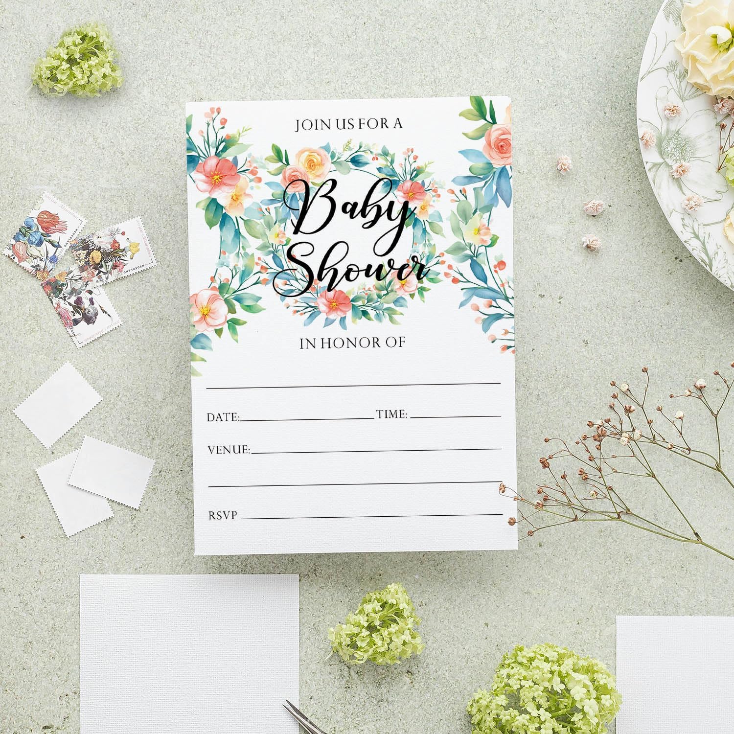 ANANYA FASHION & CRAFTS HUB Floral Design Join US For A Baby Shower Party Fill In Invites Cards 75 Invitations 4x6