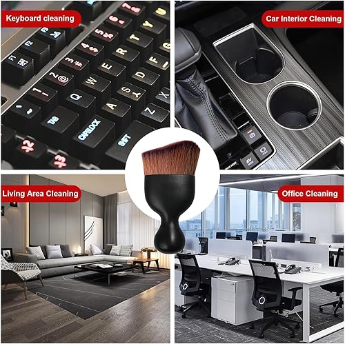 Vista 95 de Ziciner Cepillo de detalles para automóvil, cerdas suaves curvas, colectores de polvo de eliminación automática, tablero universal del vehículo