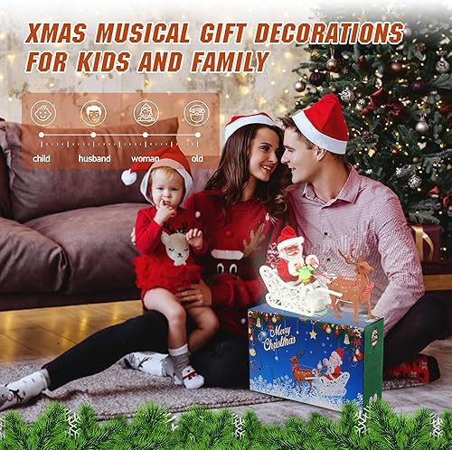Miniatura 6 de Electric Santa and Reindeer Sleigh Toys,Singing and Dancing with Jingle Bell Rock,Christmas Decor with Music and Lights,Fun Gift