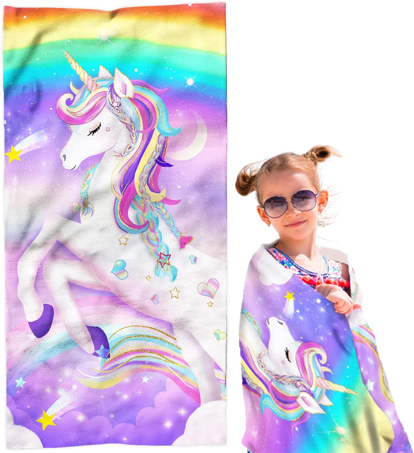 Unicorn Beach Towel, Unicorn Towel for Girls, Unicorn Rainbow