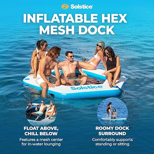 Miniatura 2 de SOLSTICE Original Inflatable Floating Dock Series Stable Platform Raft for Beach Lake Pool Up to 10 People Rafting and Recreation Pump Bag Handles