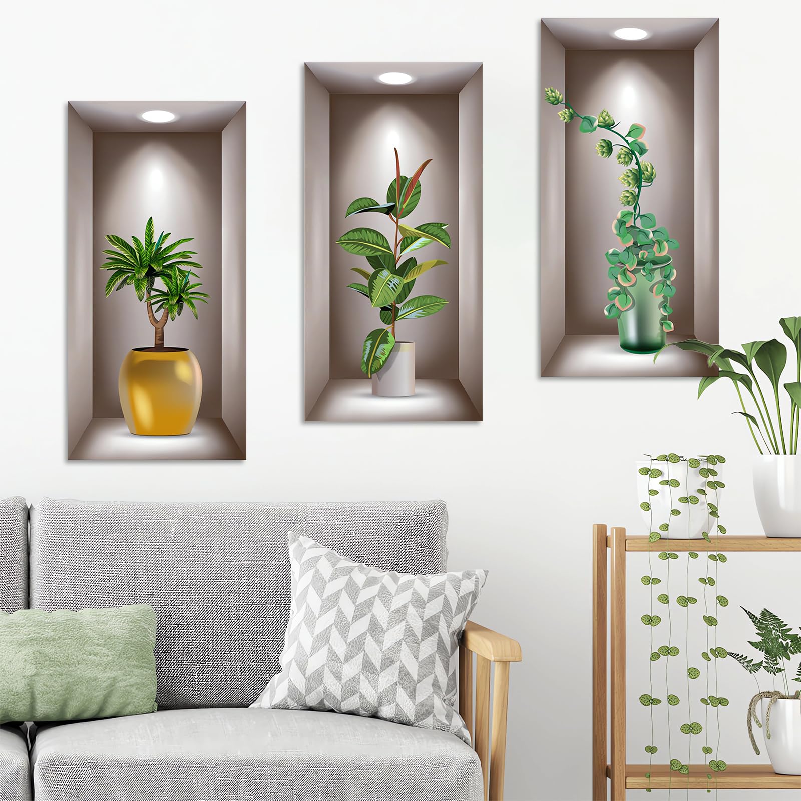 3 Pezzi di Adesivi Murali Soggiorno 3D Cucina Soggiorno Decorazioni Murali Adatti per Decorare Stanze Soggiorni Cucine Uffici Hotel e Coprire Pareti Danneggiate (20x40cm)