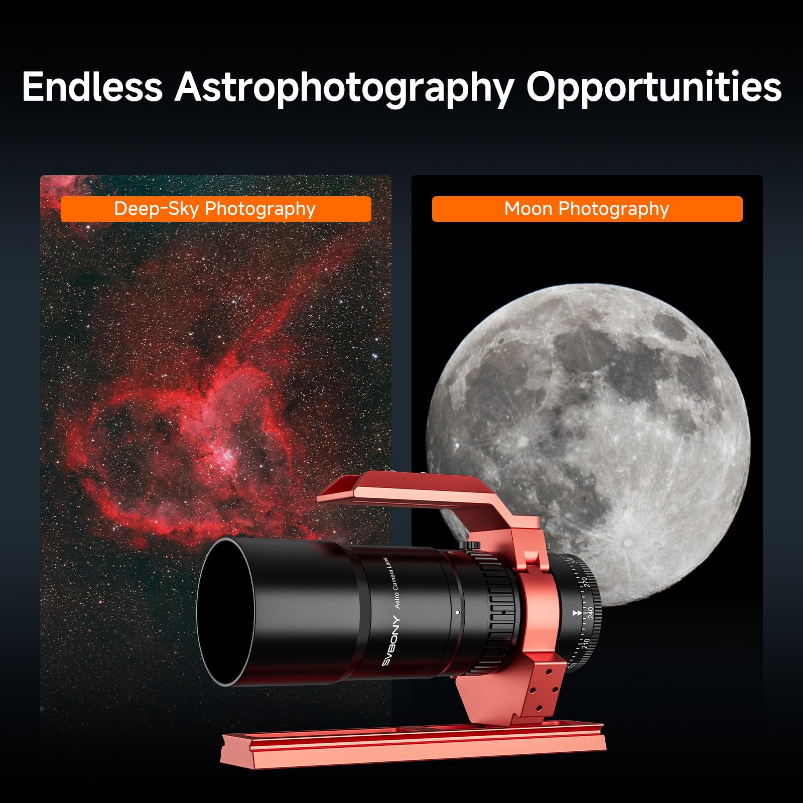 Svbony SV545 Petzval APO Telescopio Astronómico Adulto, f/4.5, 203 mm Focal Telescopio Refractor Profesional, Compatible con EAF (no Incluido), para Astrofotografía Cielo Profundo Fotograma Completo