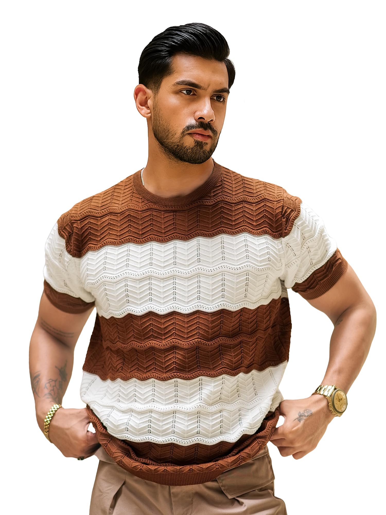 || Mens || Textured || Round Neck || Half Sleeve || Cotton T-Shirt-image-11