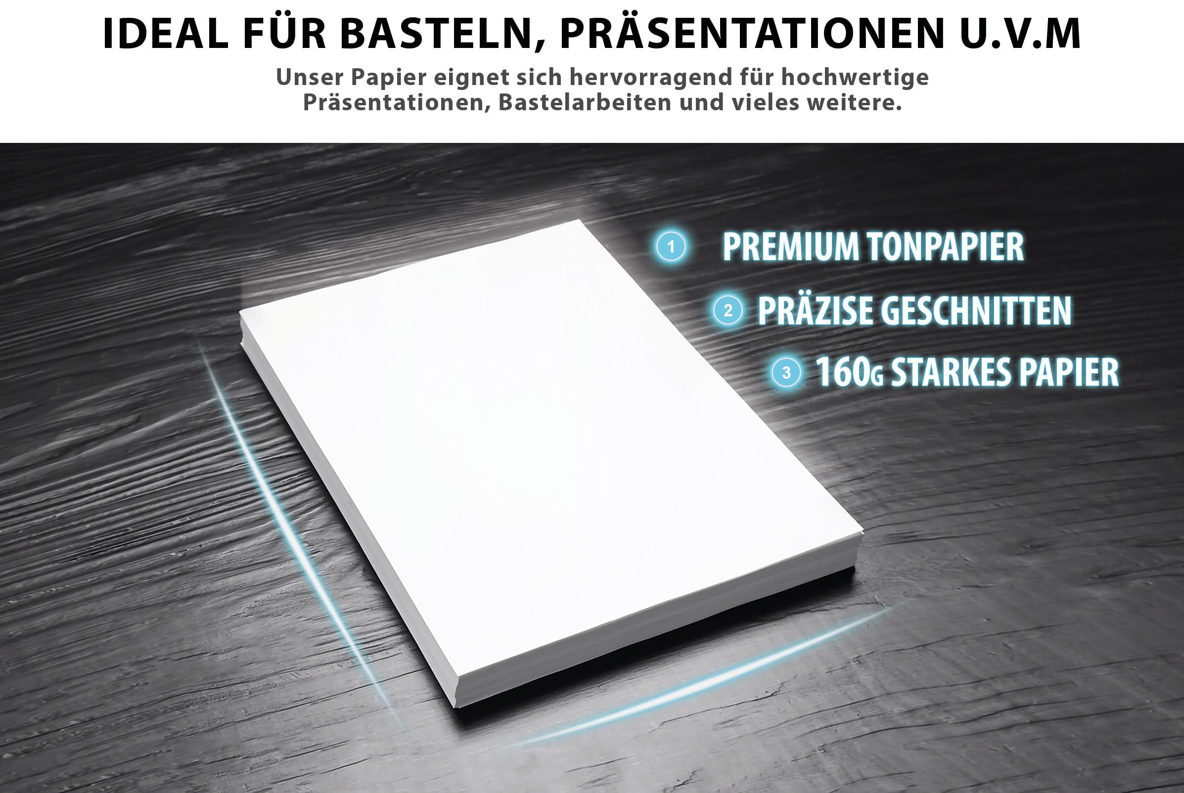 Papier do drukarki A4 160 g biały - 250 arkuszy – papier premium czysta biel – DIN A4-21 x 29,7 cm – gruby papier rysunkowy, bez nadruku, do fotografii, prezentacji, majsterkowania, wysokiej jakości