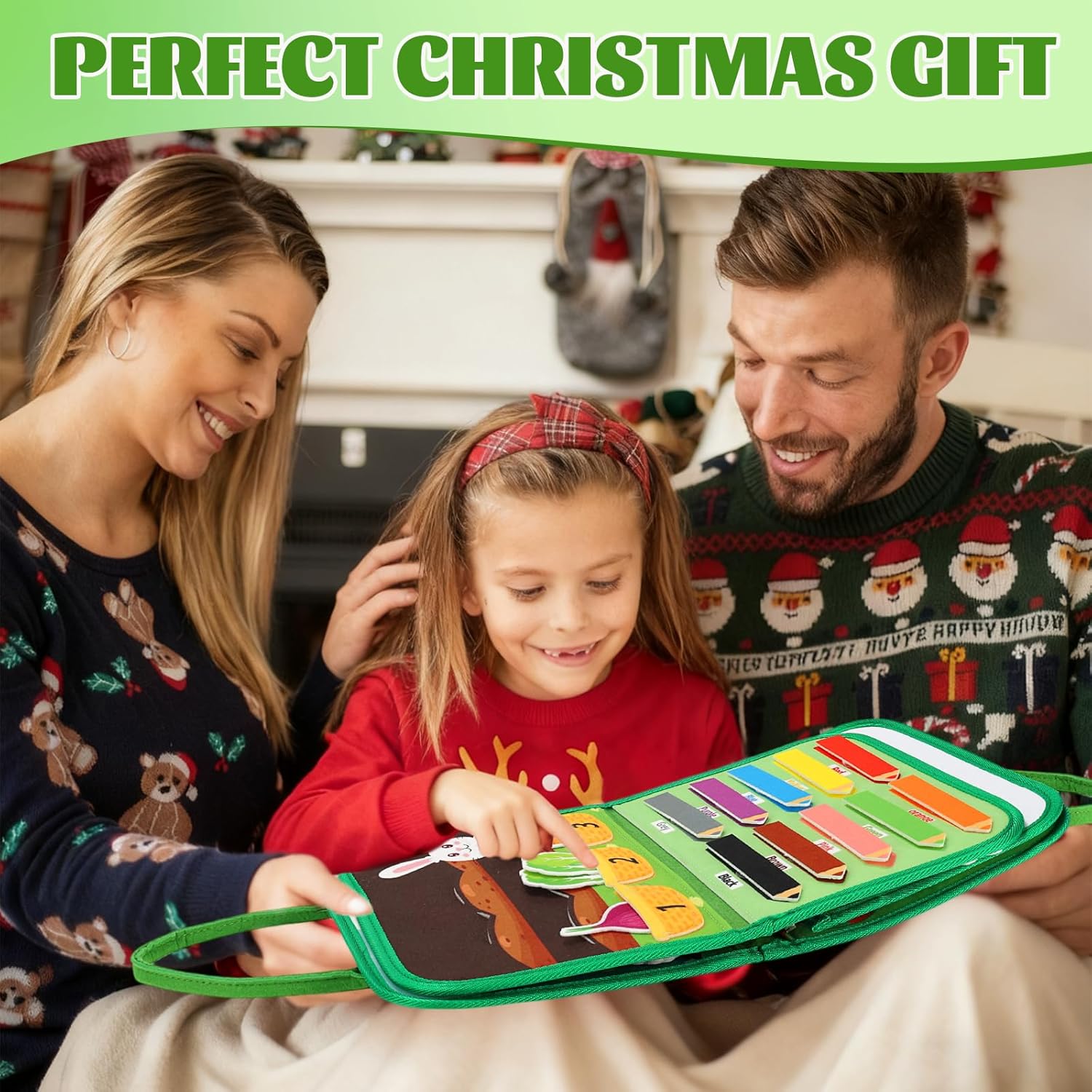 Busy Board for Toddlers, Montessori Toys for Boys Girls, Educational Learning Activity Quiet Book with Life Skills, Toddler Travel Toys Birthday Gifts (Green)