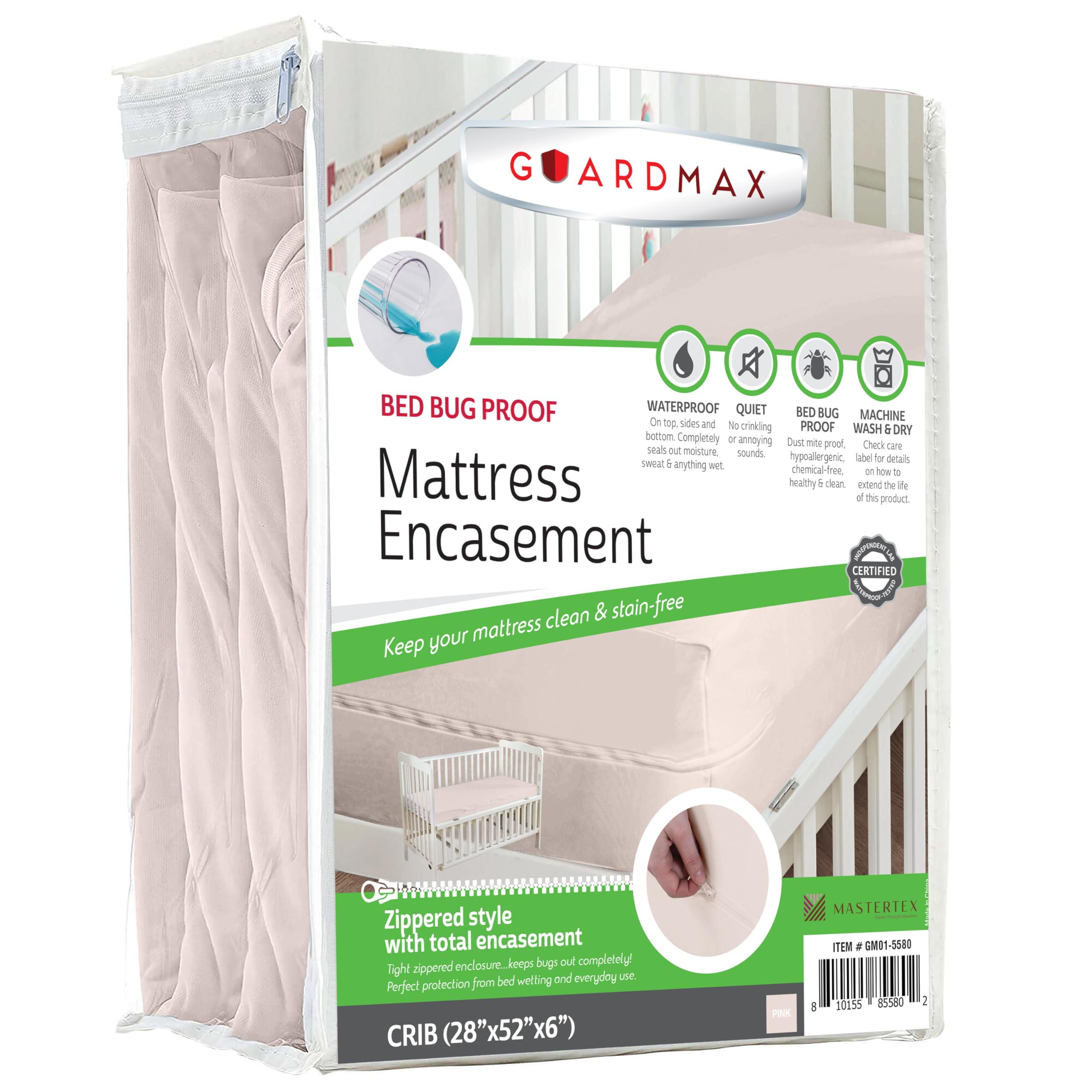 Guardmax Crib Mattress Protector Zippered, Bed Bug Mattress Cover