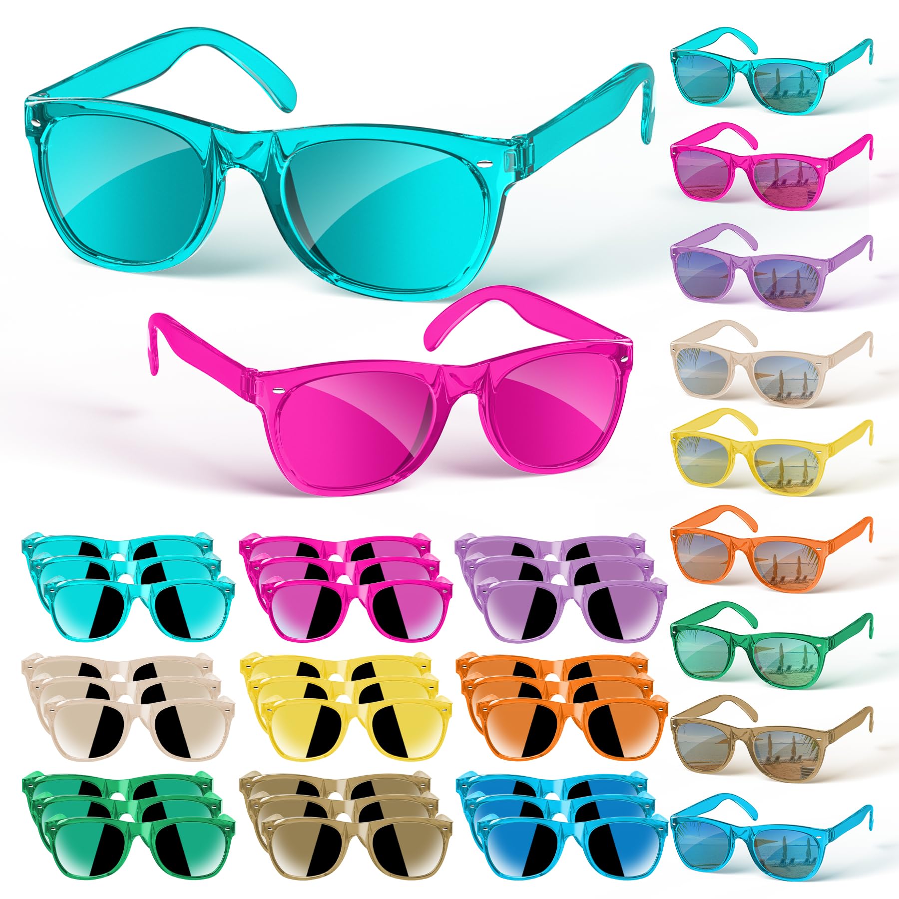 Hldgras 27 PACK Kids Sunglasses Bulk Party Favors,Neon Sunglasses with UV400 Protection,80s Retro for Boys Girls Age 3-8, Beach Pool Birthday Party Supplies, End of Year Student Gifts Goody Bag