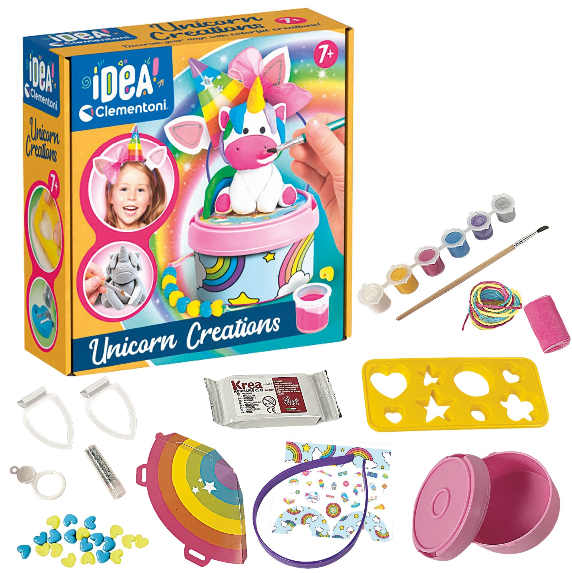 Clementoni - 18690 - Idea - Surprise Box - Rainbow & Unicorn - lavoretti creativi per Bambini 7 Anni, Kit Pittura per Bambini Tema Unicorno, 4 Diverse creazioni, Made in Italy