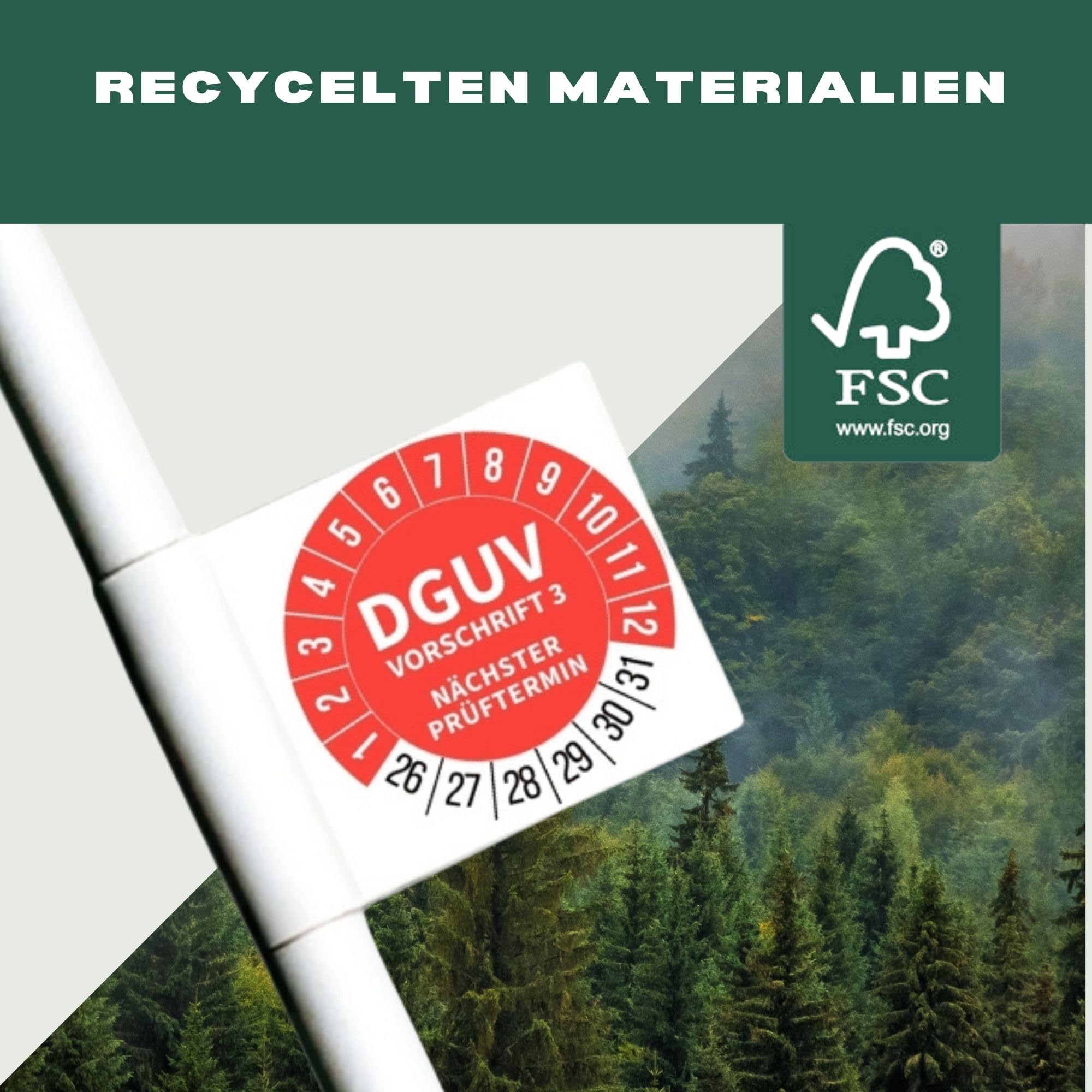 DGUV v3 Prüfplaketten - 100 Stück uvv prüfplaketten 2026-2031 - prüfplaketten 30mm - 10 Blatt - Prüfaufkleber - Nächster Prüftermin - Zwei Farben - Gelb oder Rot (Rot)
