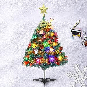 24" Tabletop Xmas Tree with LED Lights & Ornaments