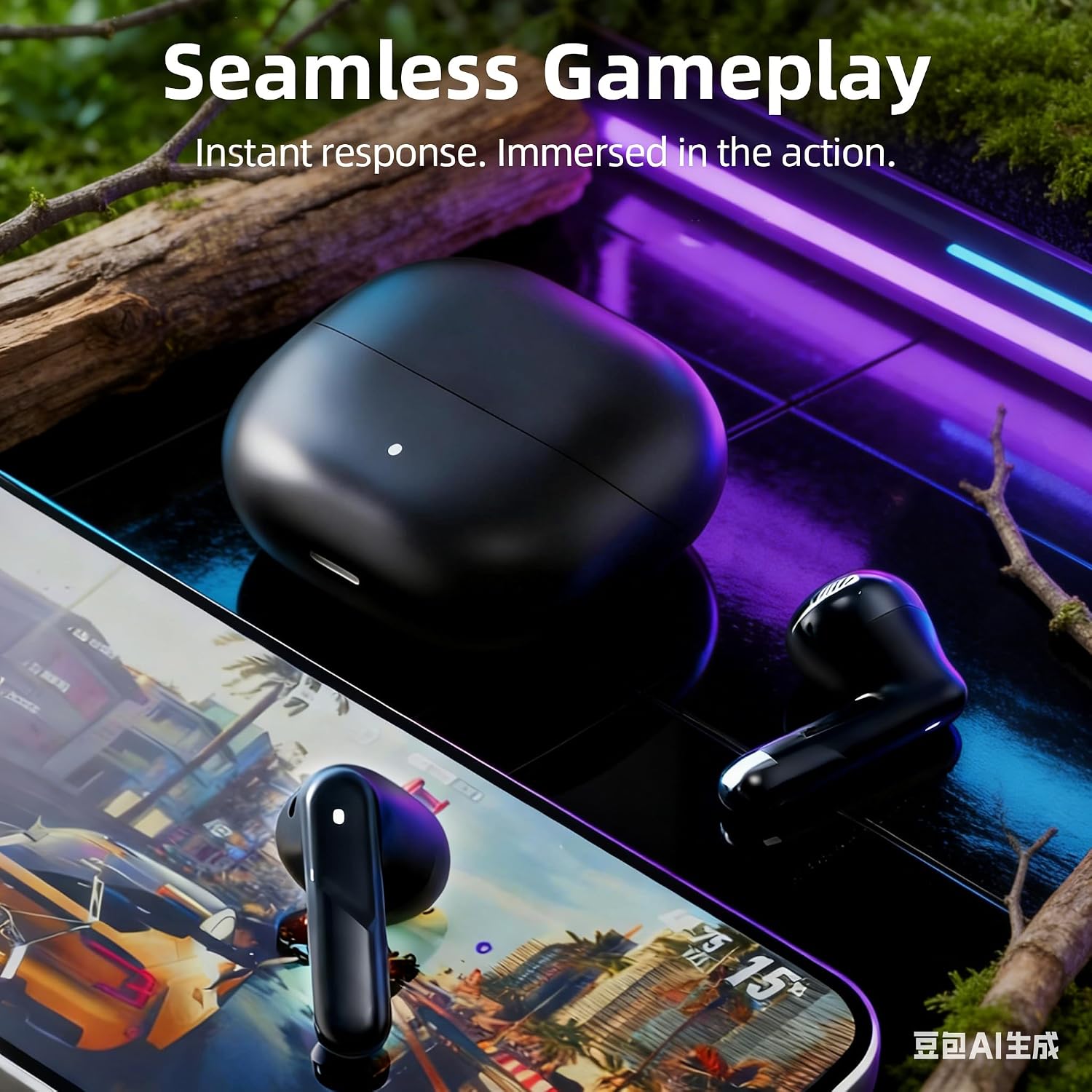 bmanl Wireless Earbuds, 13mm Dynamic Driver Powerful Bass, 30Hrs Playtime for Travel & Work, Clear Calling with Noise Reduction, Low Latency Gaming Mode, Pocket-Size Case
