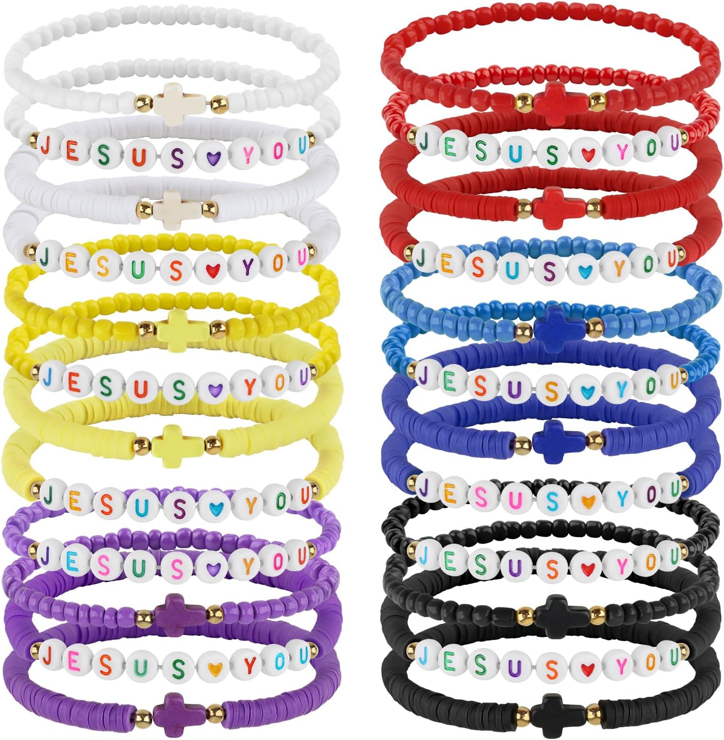 24PCS Jesus Loves You Bracelets Friendship Bracelets Bulk Christian Friendship Jewelry Easter Gifts for Women Men Inspirational Religious Gift