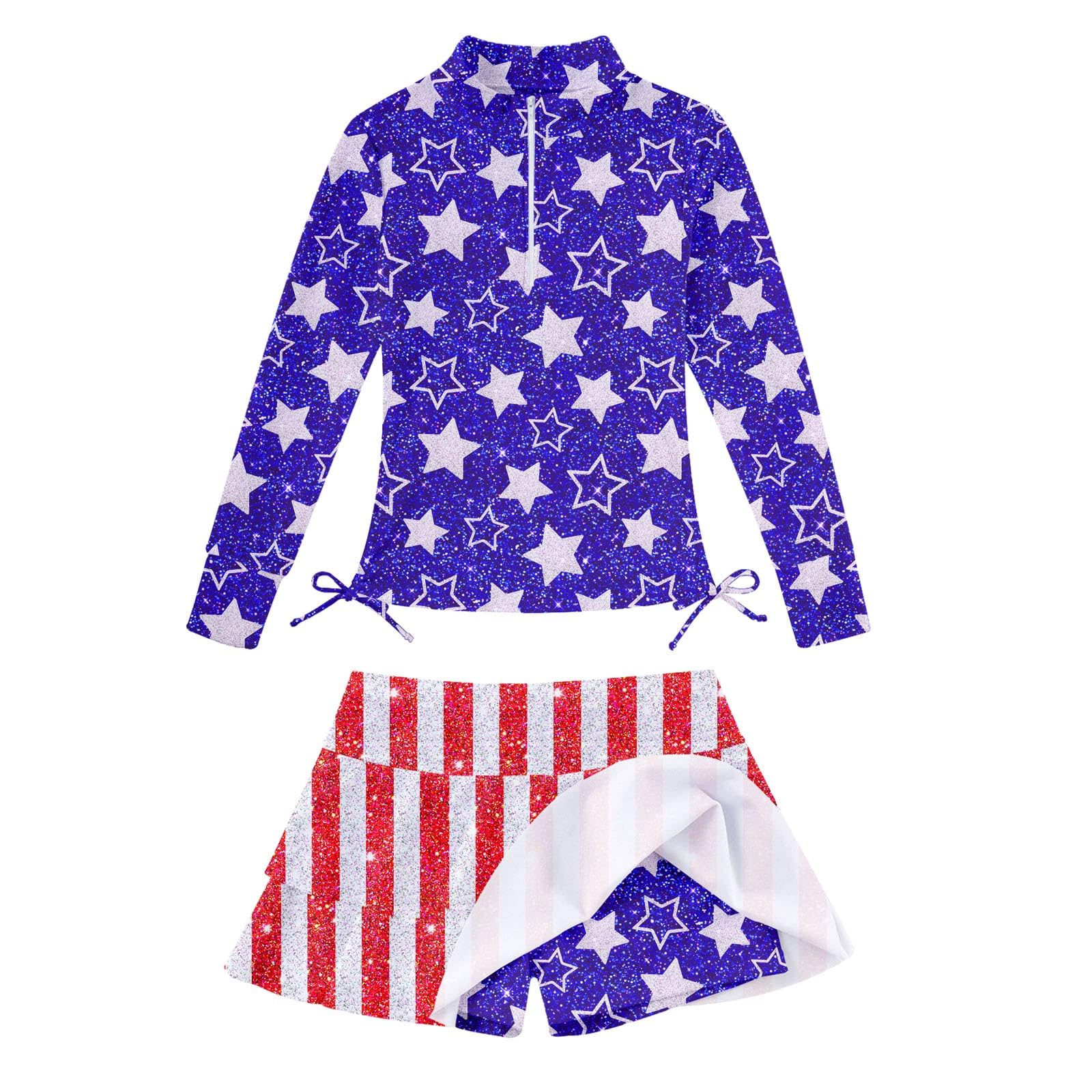 Vogseek 3-12T Girl Swimsuits 2pcs Long Sleeve Swim Rashguard Bathing Suit with Cover-ups Skirt
