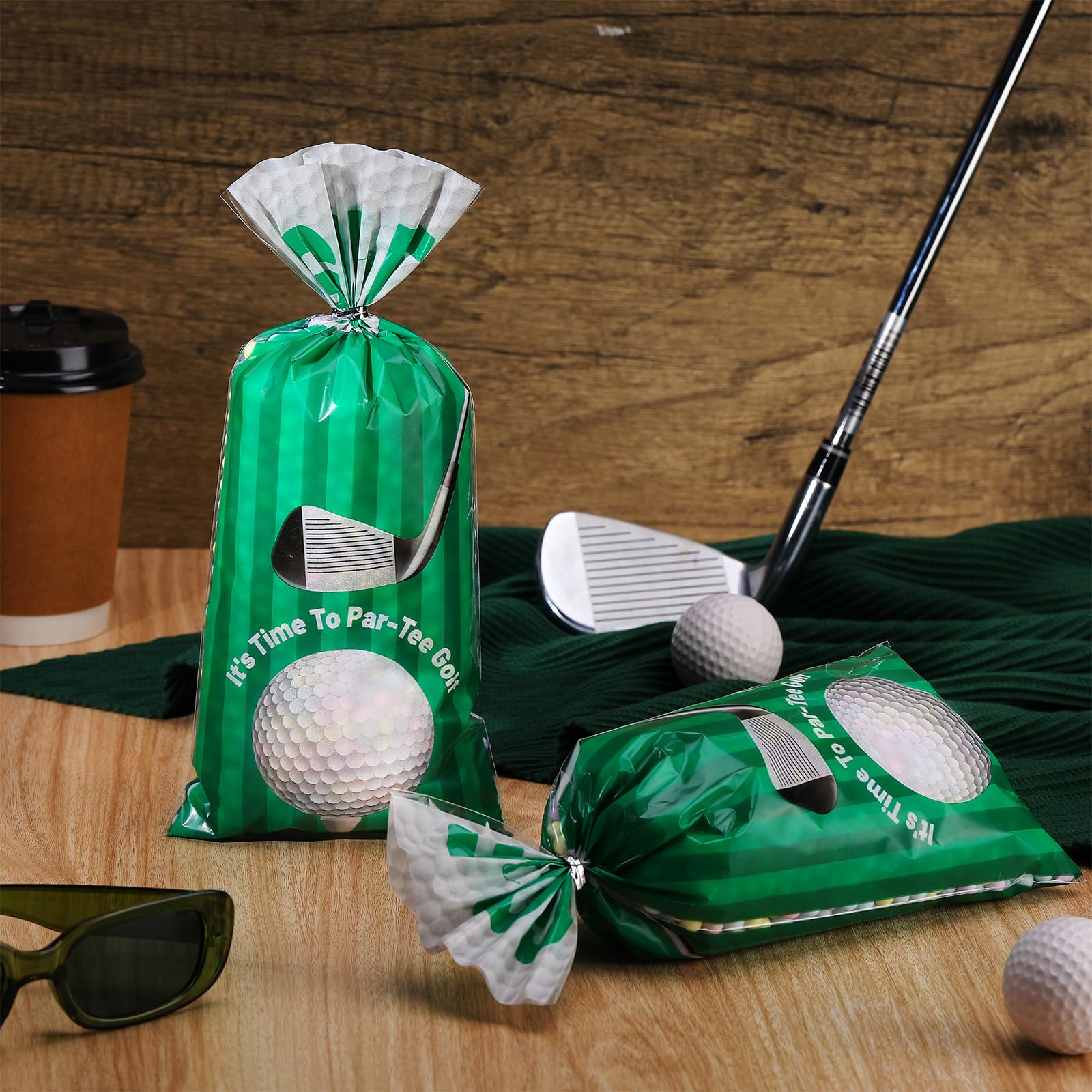 Jetec 100 Pcs Golf Party Gift Bags Treat Candy Favor Cellophane Goodie Wrapping Bags with Twist Ties Golf Themed Party Decorations Tournament Baby Shower Birthday Supplies