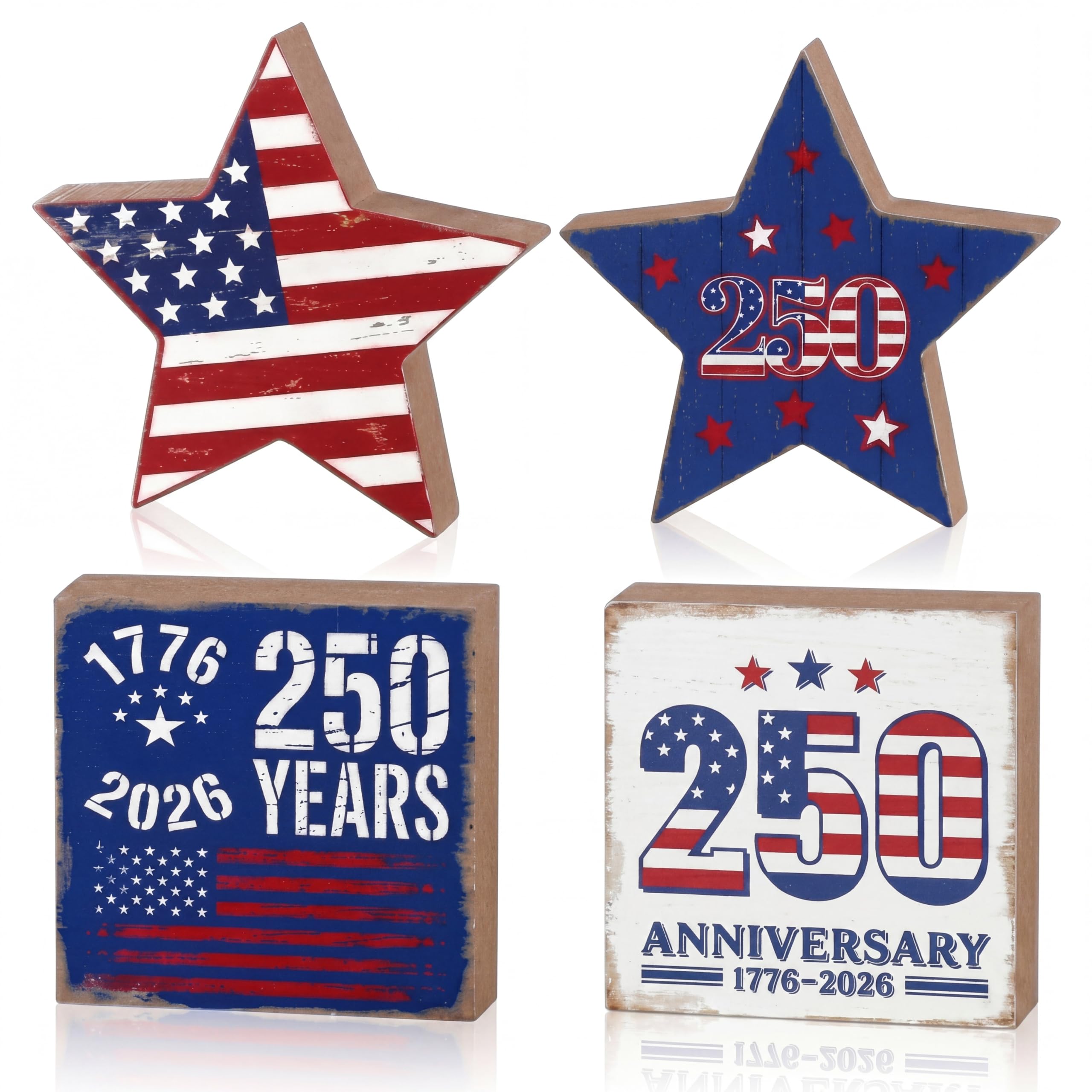 Decoración de mesa de madera Chunful para el 250 aniversario con estrellas de granja