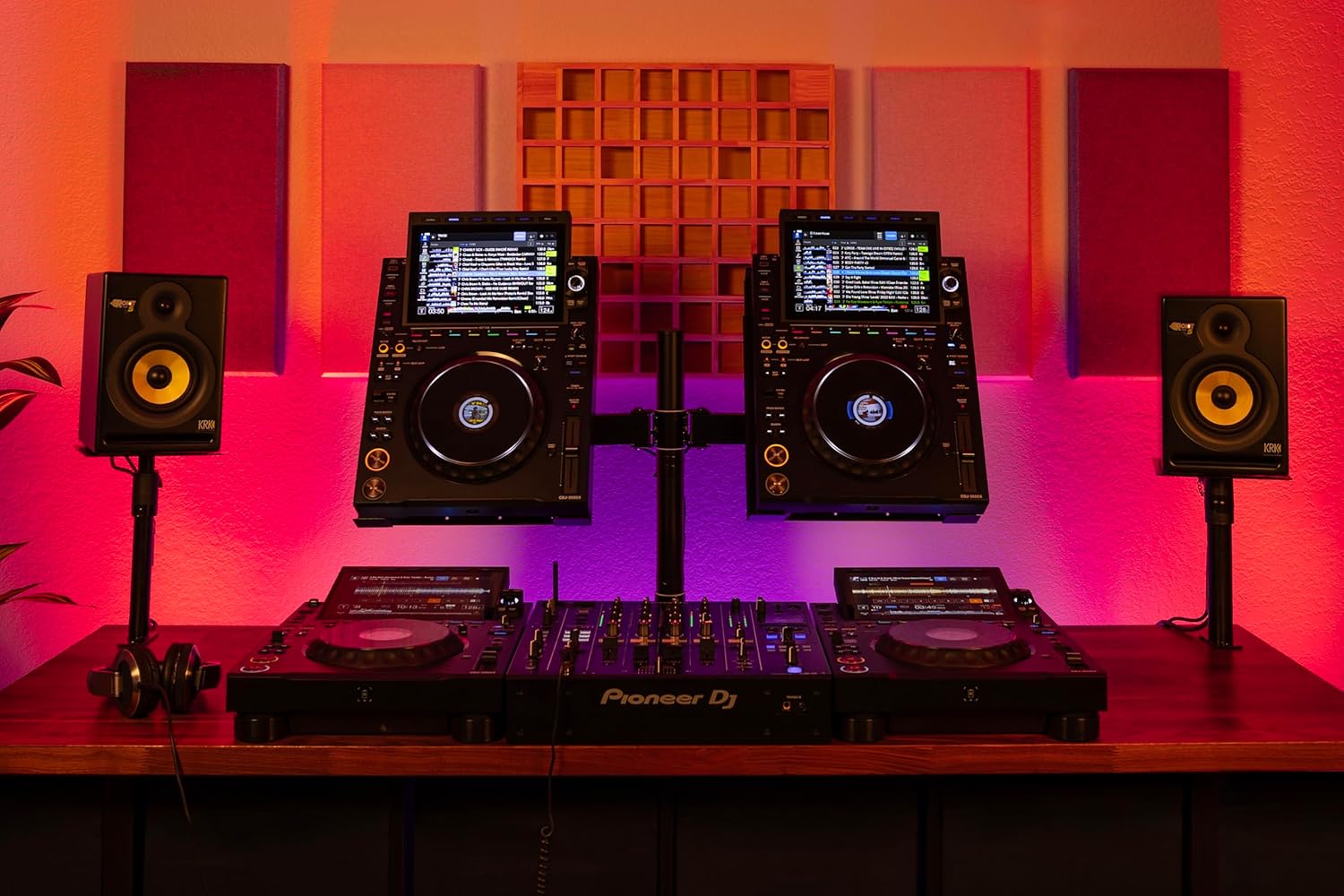 Headliner Avalon Dual CDJ Stand 2 Compatible with Most CDJ Players; Adjustable Arms Elevate CDJs Above DJ Equipment, Turntables & Mixers