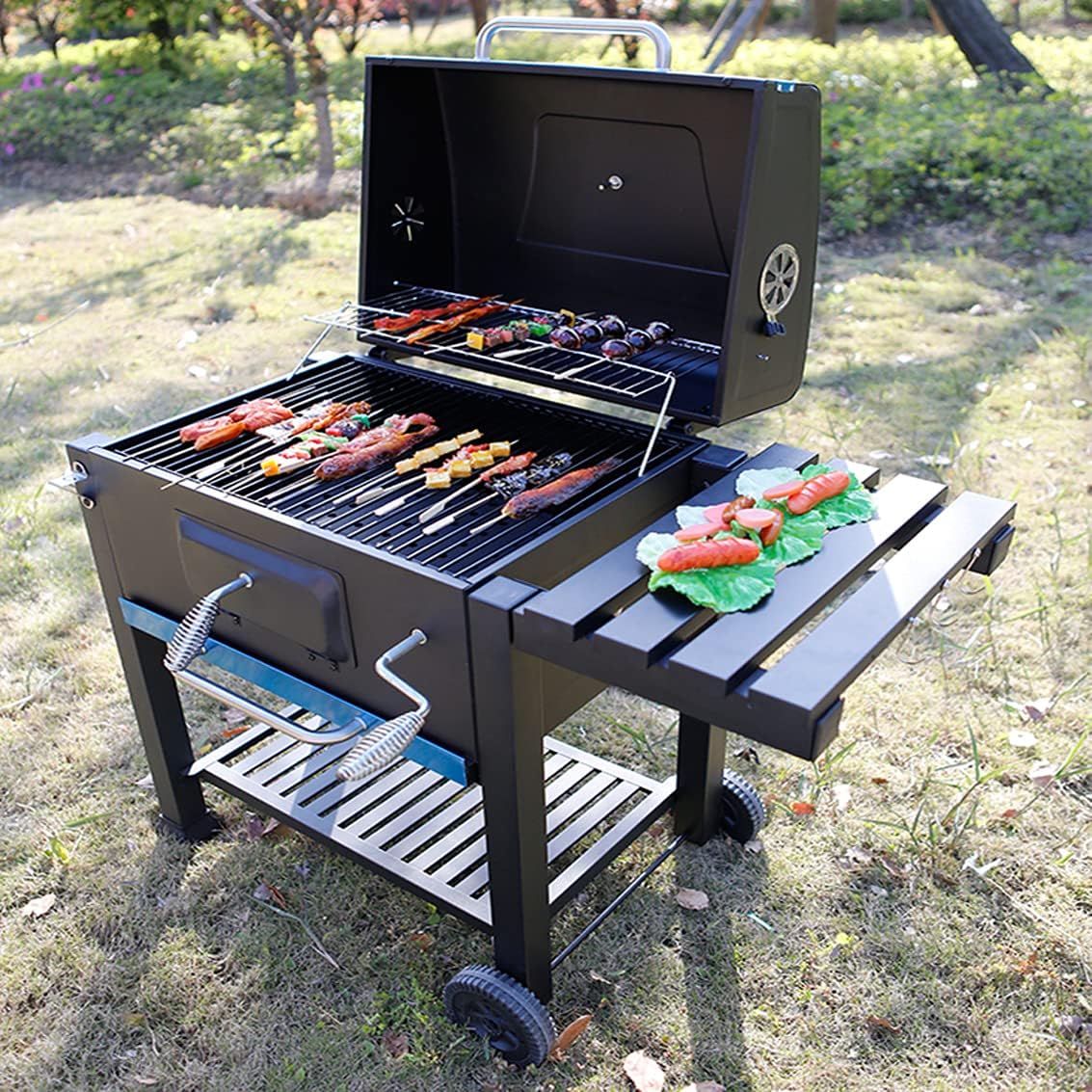 FP-TECH - BARBECUE A CARBONELLA CARBONE BBQ GRILL DA GIARDINO CON RIPIANO REGOLABILE, 115x66x106 CM FP-TECH - BARBECUE A CARBONELLA CARBONE BBQ GRILL DA GIARDINO CON RIPIANO REGOLABILE, 115x66x106 CM