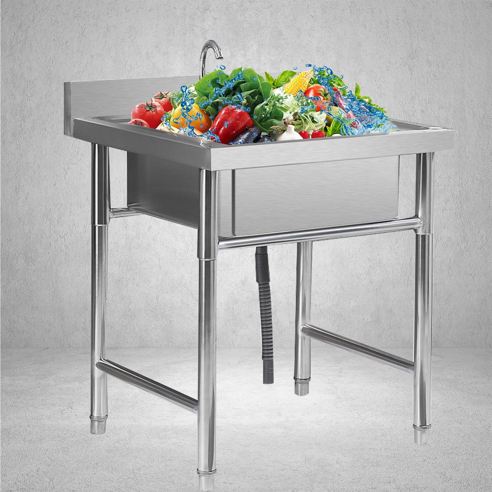 Évier de cuisine sur pied en acier inoxydable 304 robuste et durable pour ferme
