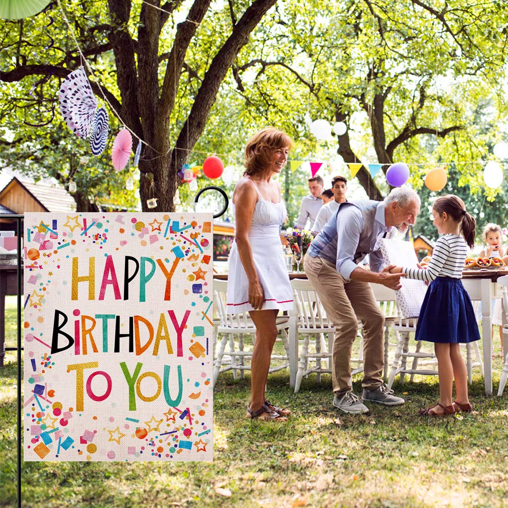 RLCMO Happy Birthday Gartenflagge – 30,5x45,7 Cm, Doppelseitig, Wetterfest Aus Polyester