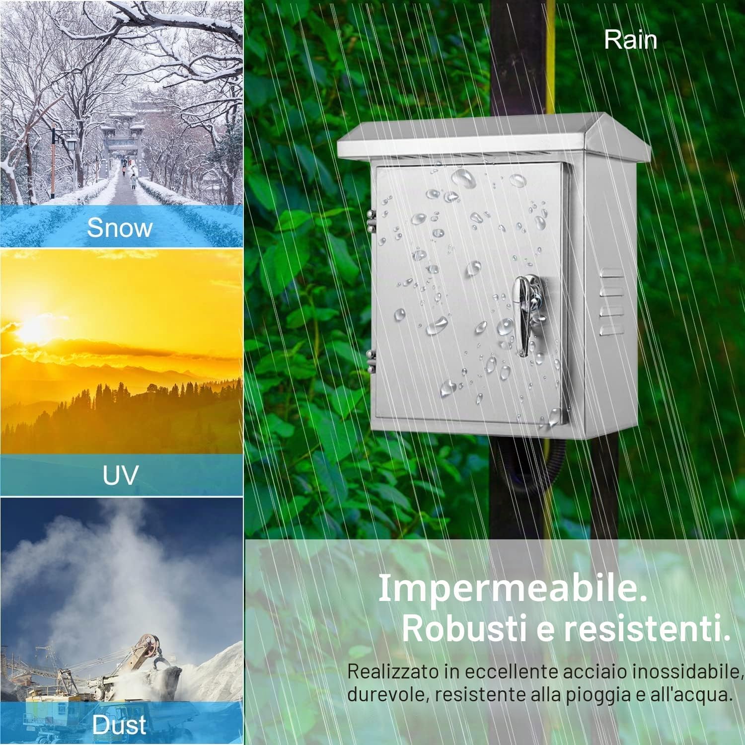 SQLJYU Armadio in acciaio inox, Sportello Quadro Elettrico Esterno Interno, Scatola Elettrica da Parete, Cassetta Contatore Gas, Scatola Stagna Elettrica, Cassetta Elettrica da Muro