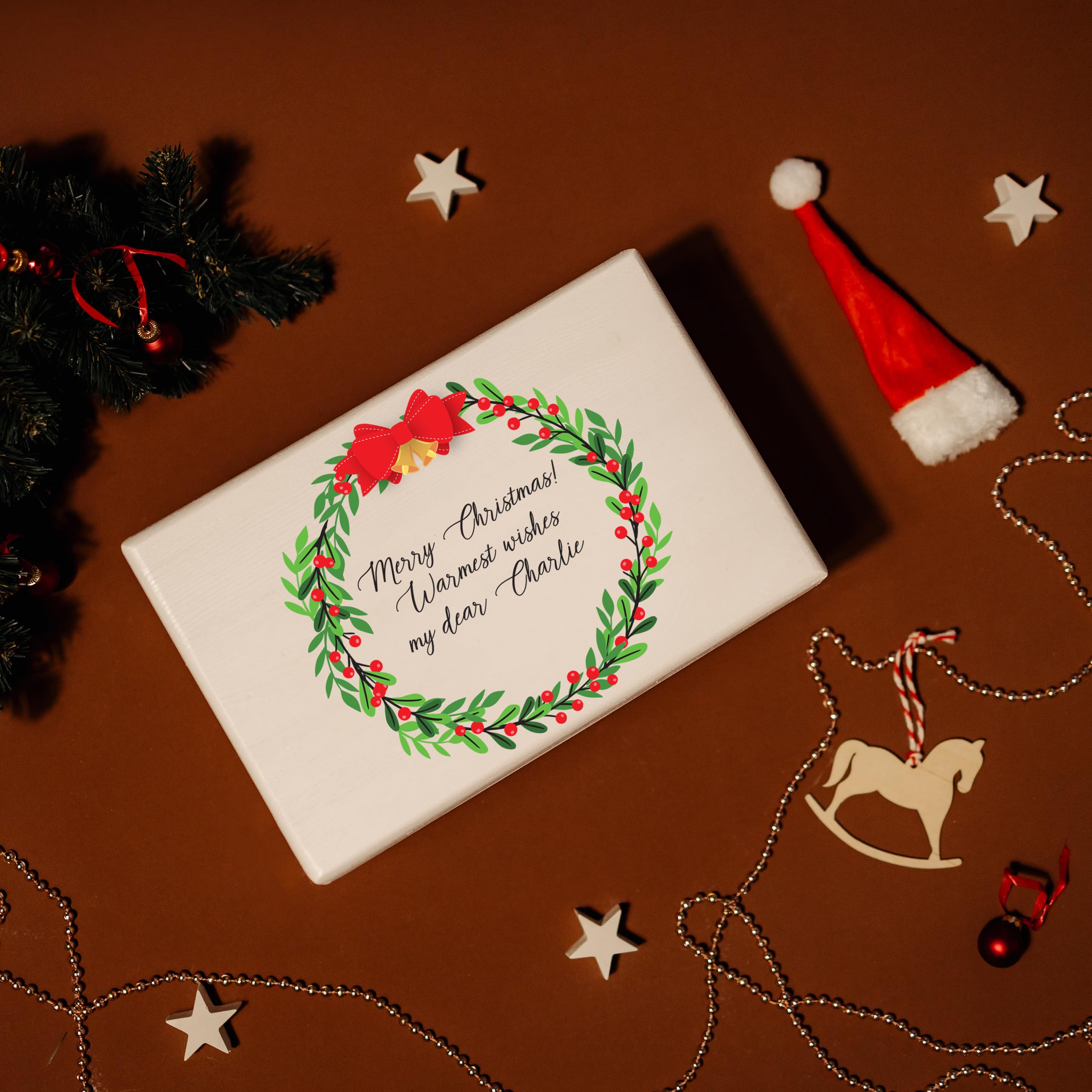 Creative Deco Scatola Regalo di Natale Personalizzata, Ghirlanda di Natale