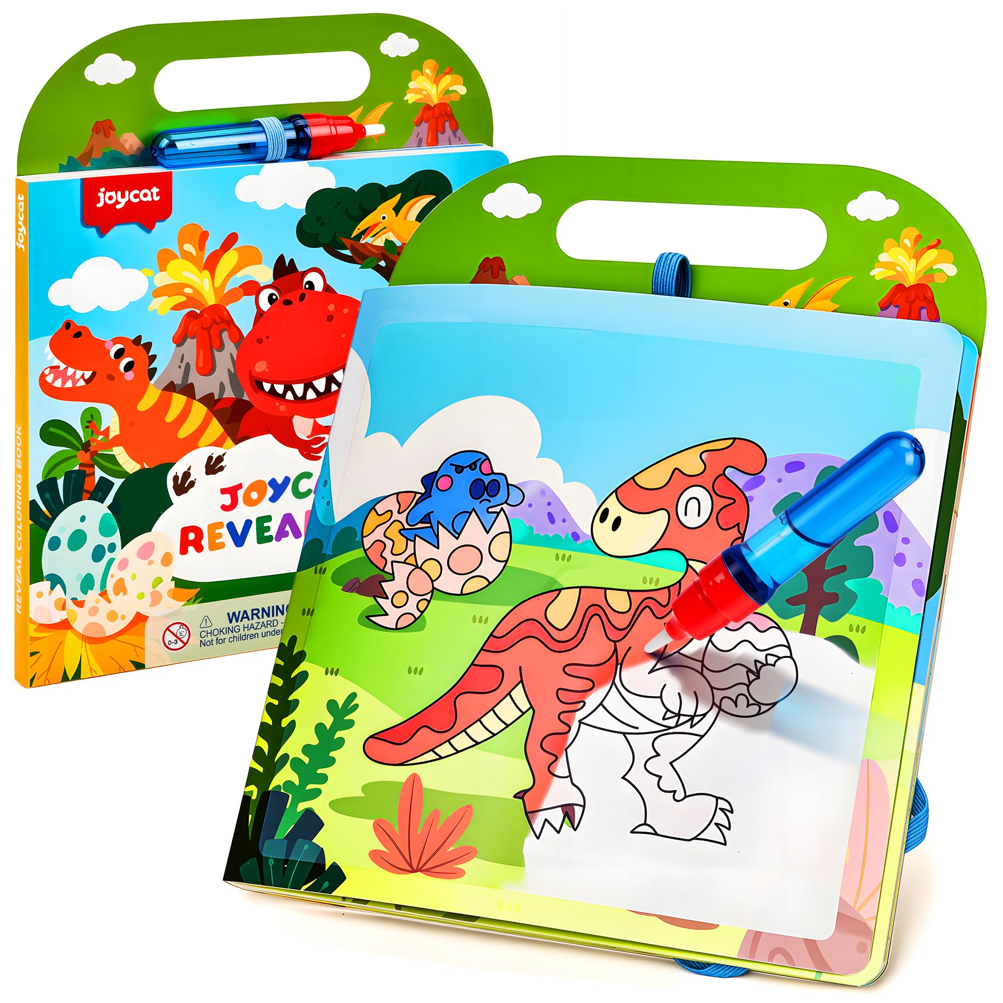JoyCat Dinosaur Water Colouring Book for Toddlers, Reusable 13 Painting Pages with Water Pen for No Mess Drawing Activity, Take-Along Color-Reveal Set, Travel Toy, Gift for Boys Girls 3-5 โ image 1