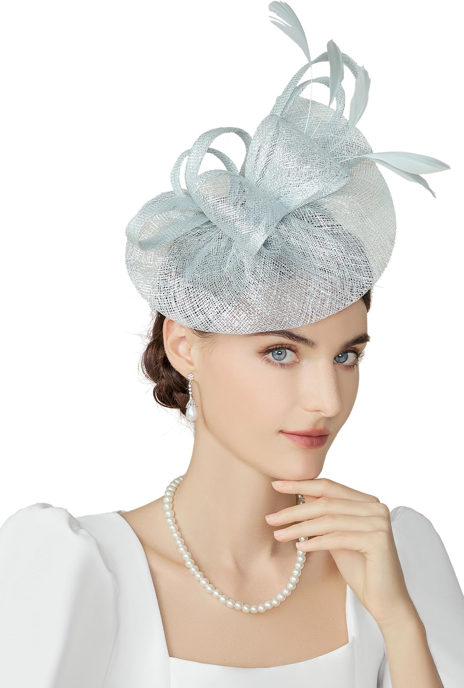 BABEYOND Women's Pillbox Fascinator Hat Kentucky Derby Hat Feather Fascinator Headband Tea Party Fascinator Hat for Cocktail