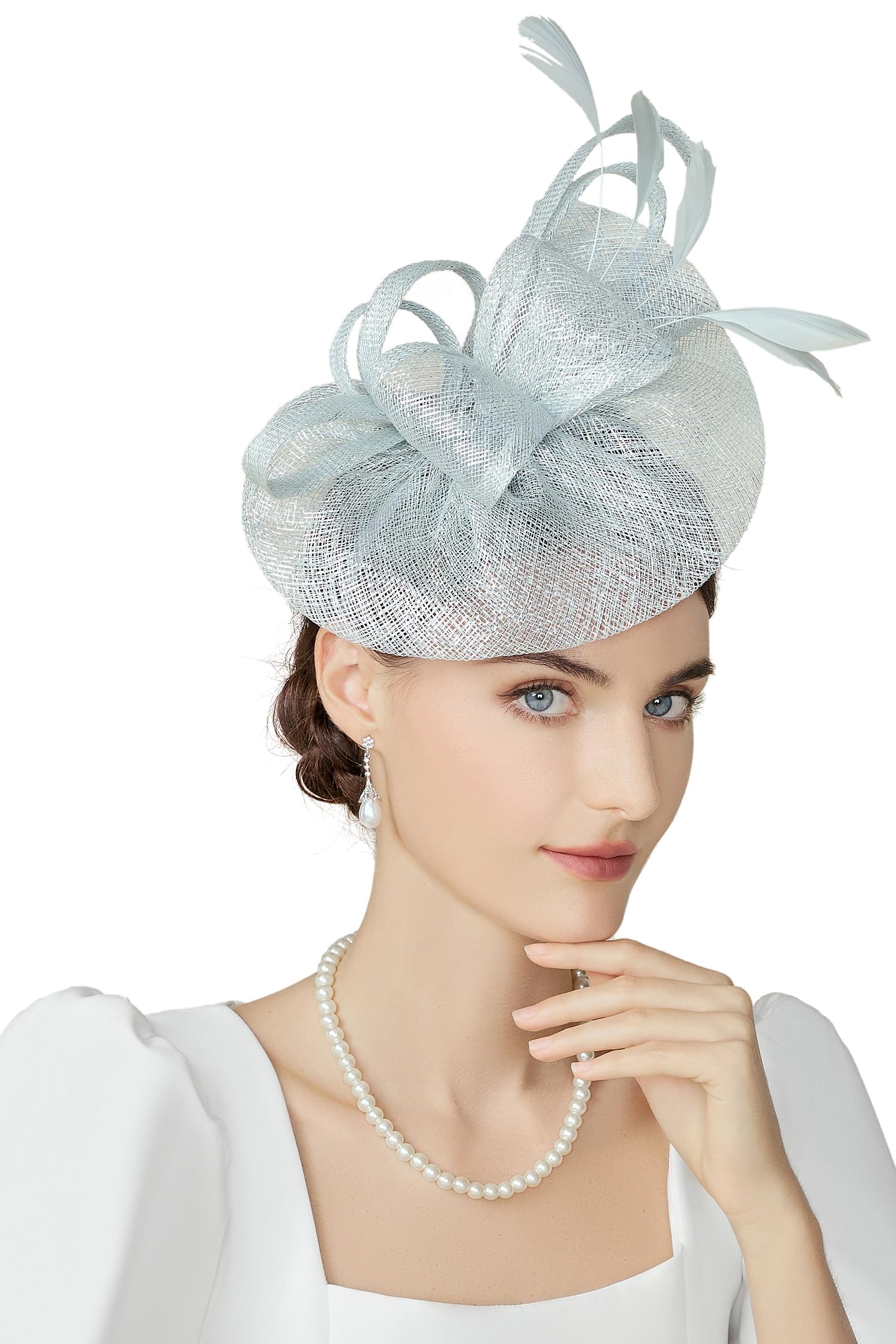 BABEYONDWomen's Pillbox Fascinator Hat Kentucky Derby Hat Feather Fascinator Headband Tea Party Fascinator Hat for Cocktail