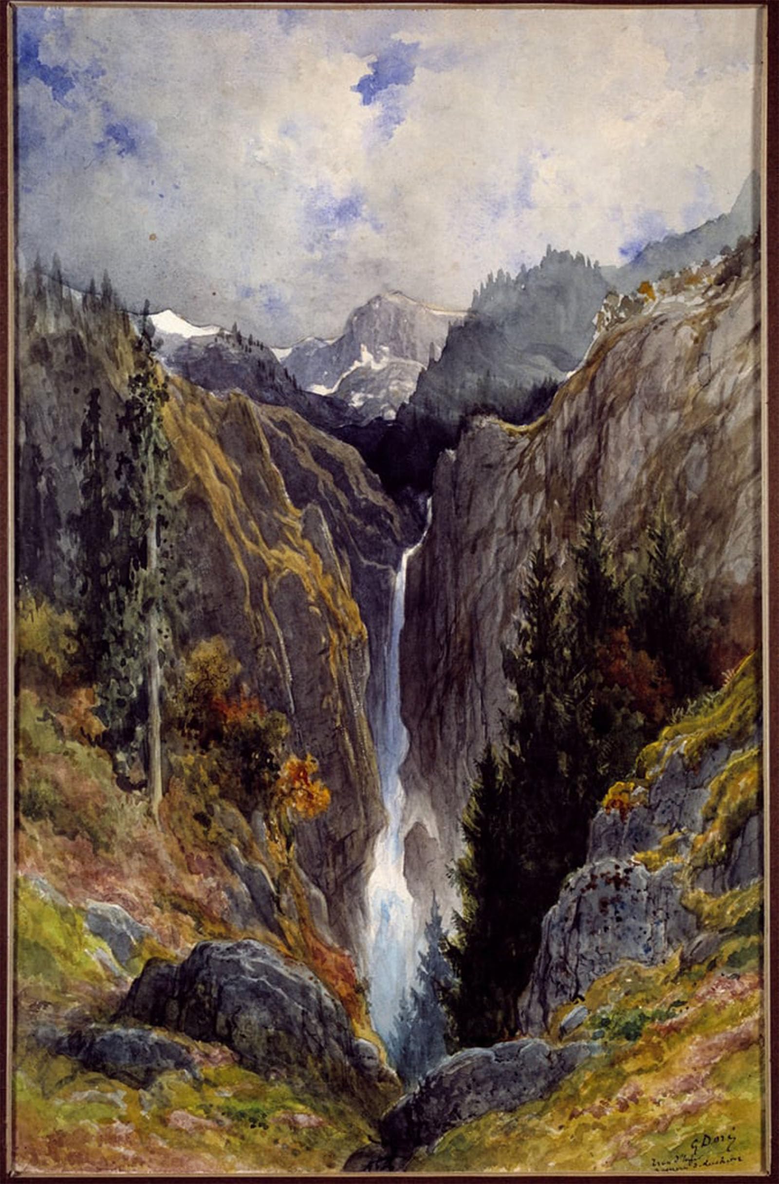 Tableau Cascade du Trou de l'Enfer Gustave Dore impression sur toile 60x90cm