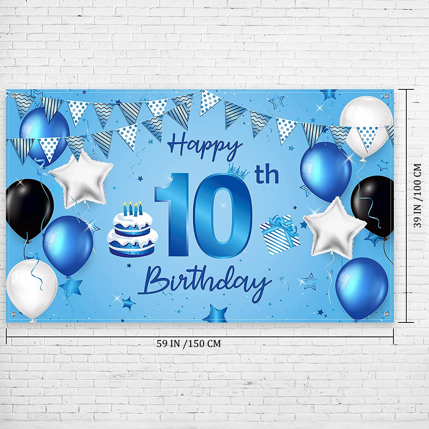 Buy KASTWAVE Happy Birthday Backdrop Banner 10th Birthday Extra Large 
