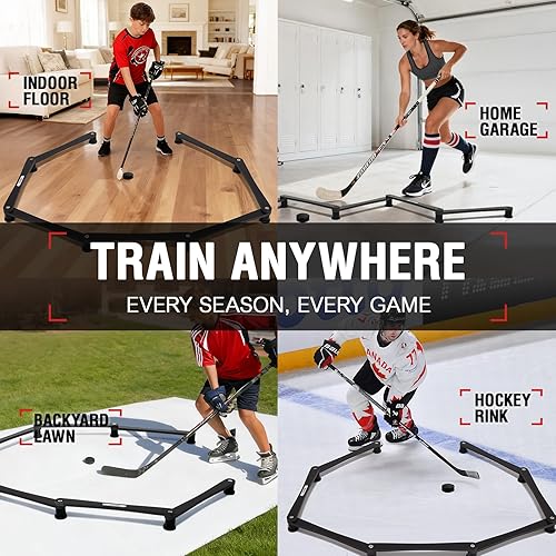 Miniatura 7 de Equipo de entrenamiento de hockey, entrenador de manejo de palos ajustable de 5 secciones7 secciones, ayuda para control de disco, velocidad y