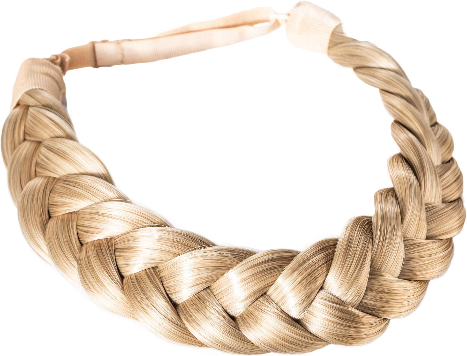 (Ashy Highlighted) - Madison Braids Women's Two Strand Headband Hair Braid Thick Natural looking Extension - Halo - Ashy Highlighted