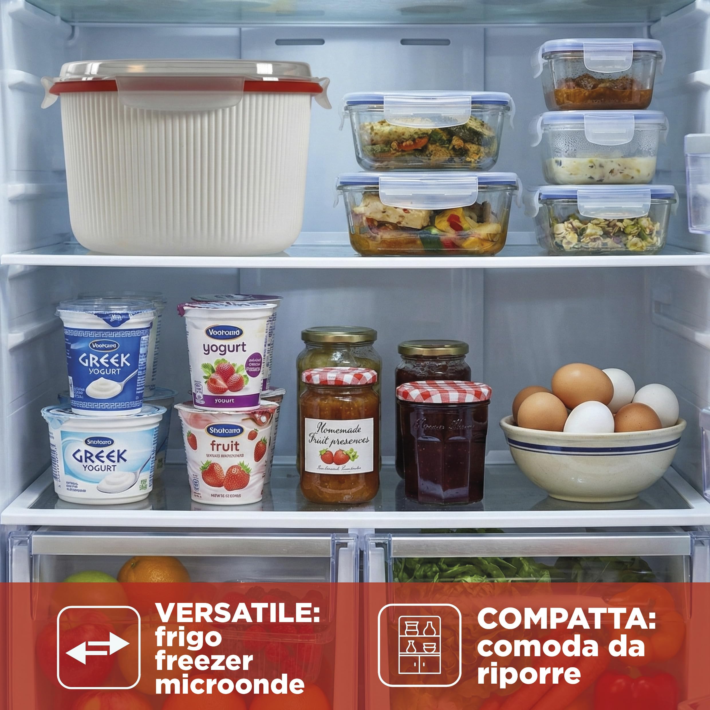 Cuociriso e Cereali Microonde 2,70L con Vassoio Amido e Spatola - Contenitore Alimenti Bianco Made in Italy