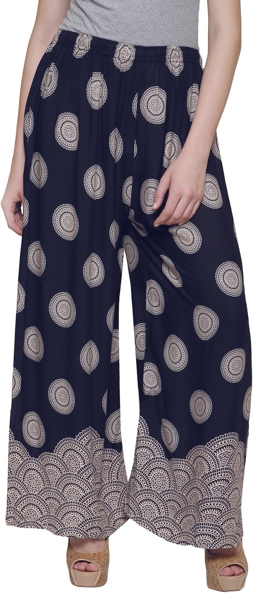 DAMEN MODE Womens Circular Daisy Rayon Printed Palazzo