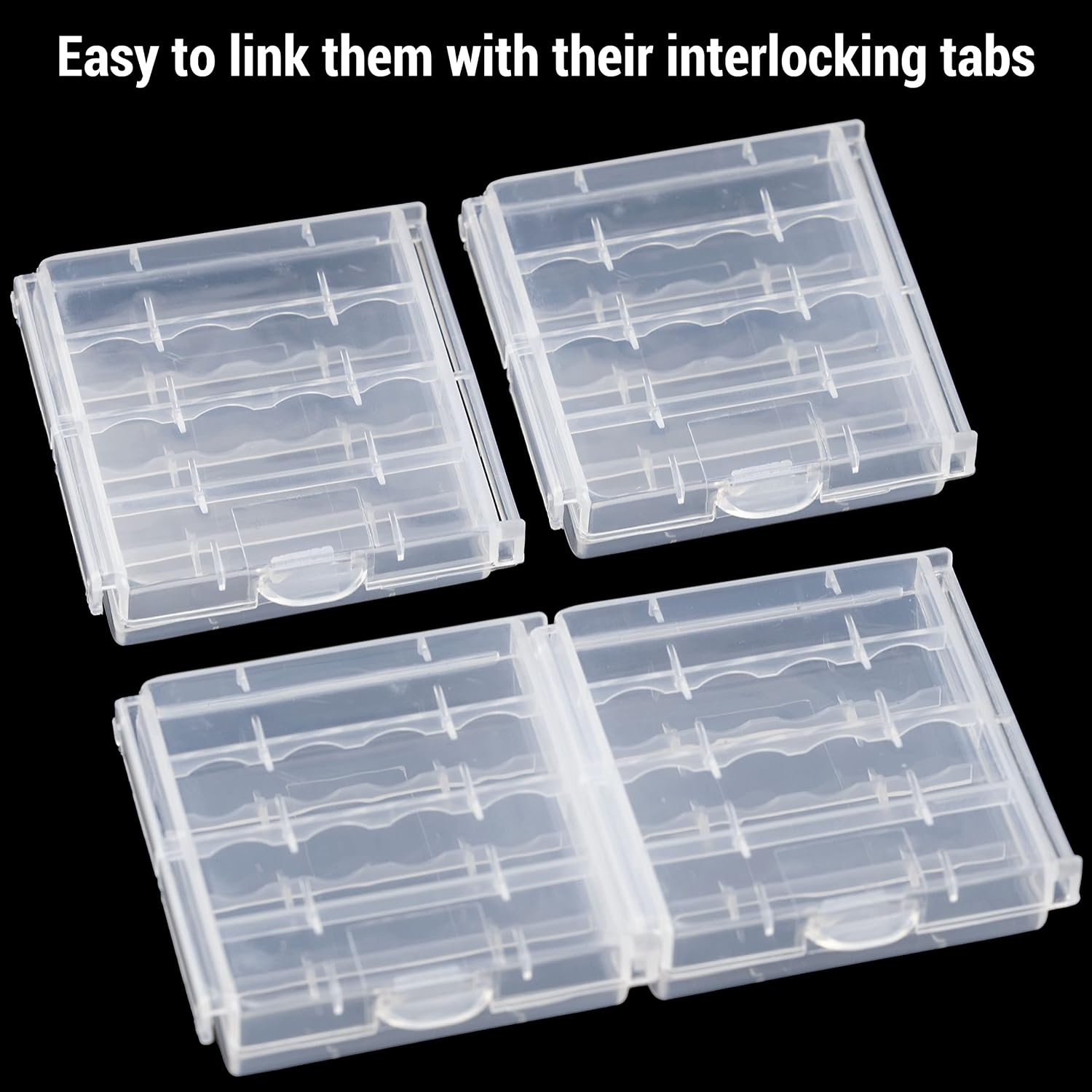 IFAMIO 10 Pack Battery Storage Organizer Case - Transparent AA/AAA Cell Battery Holder Cases Protective Plastic Container Box for Home, Garage, Office, Travel