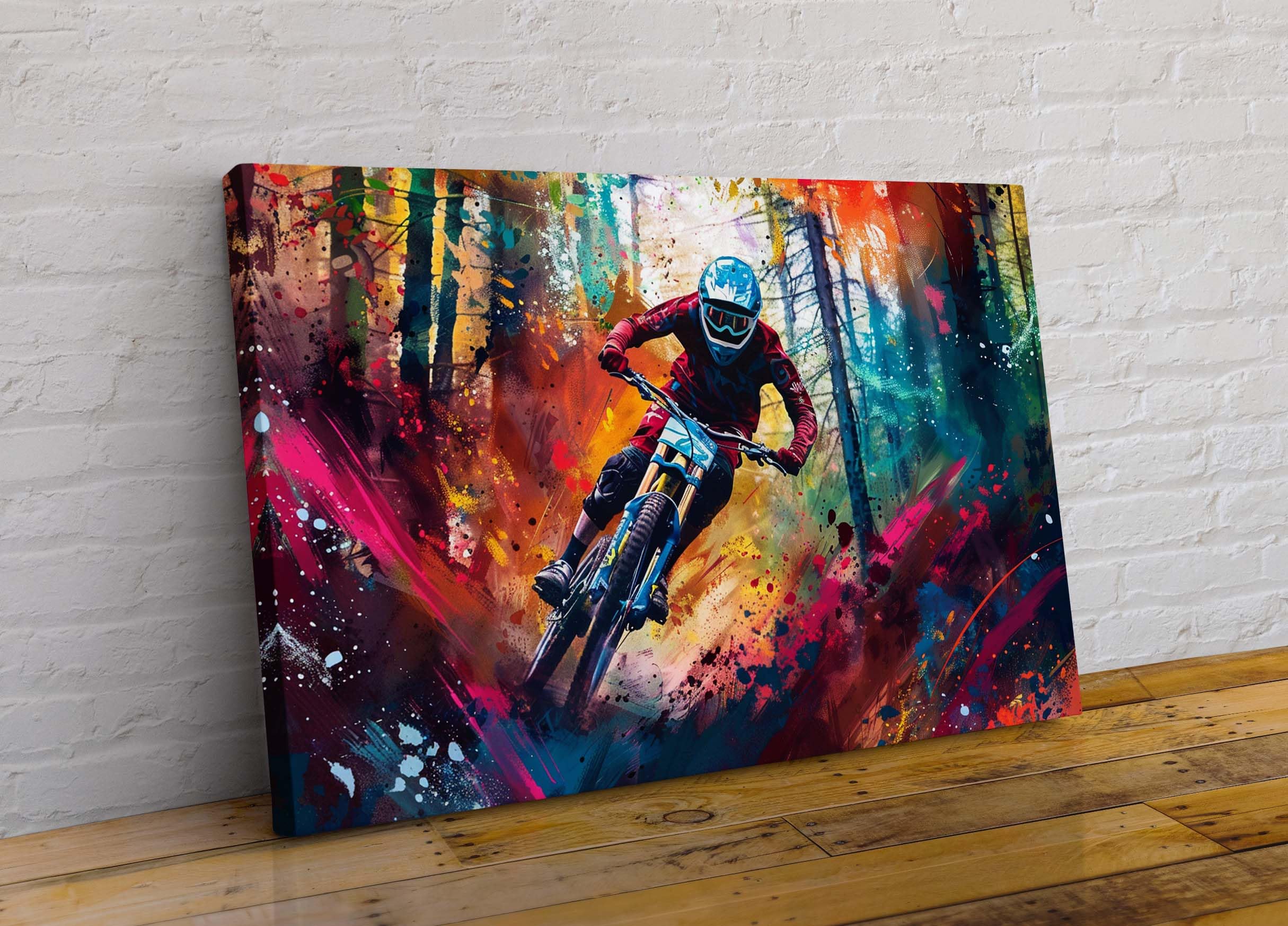 Abstract BMX Bike Rider Canvas Framed Canvas Wall Art Picture Print Home Living Room Dining Room Decor Gift For Her Him Ready To Hang