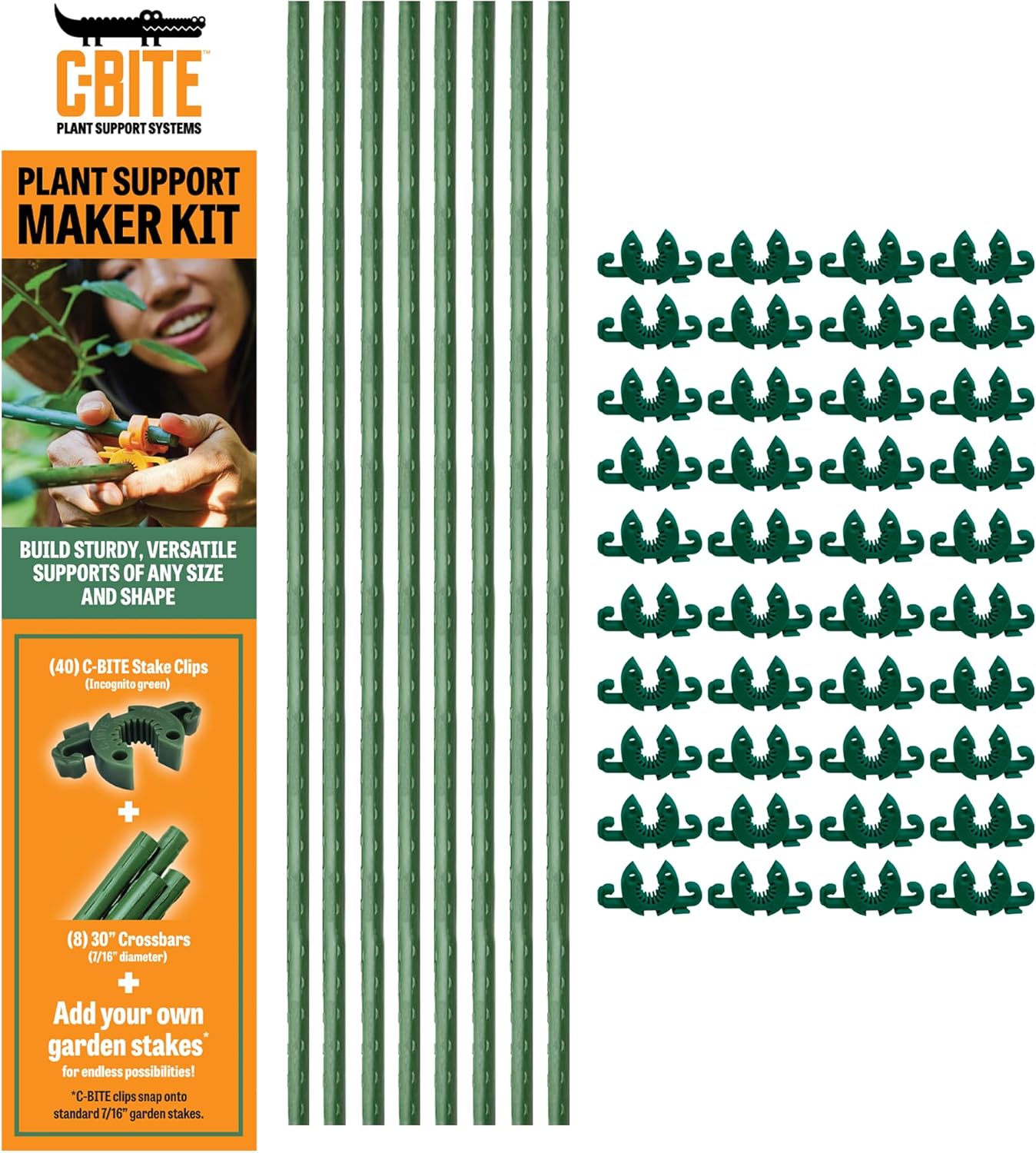Plant Support Maker Kit – Custom DIY Trellis & Tomato Cage System, Modular Garden Stake Connectors for 7/16" Stakes, Build Trellises, Cages & A-Frames