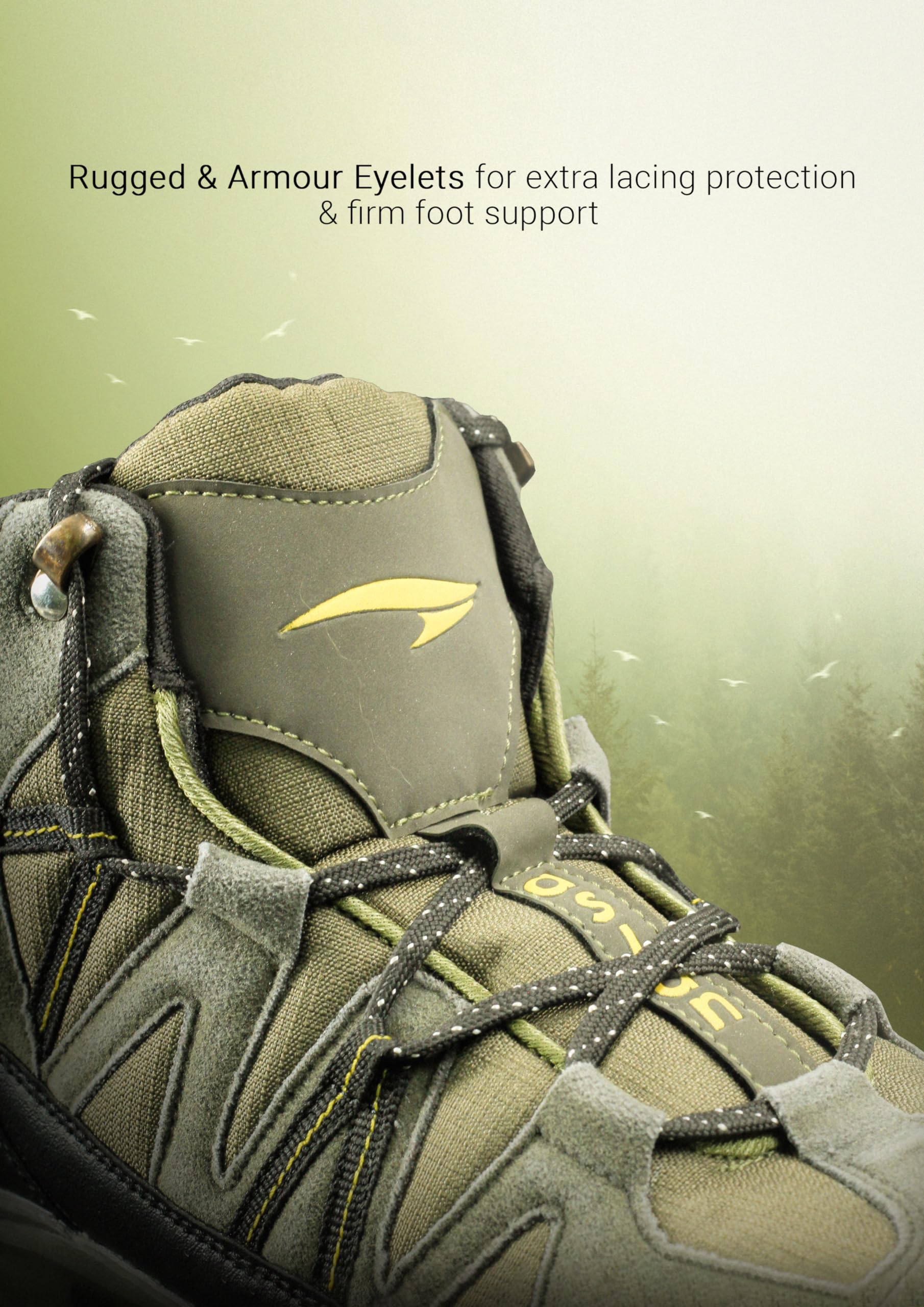 ASIAN Men's Everest-21 Sports Trekking & Hiking,Walking Hi-Neck Shoes with Rubber Outsole & Memory Foam Insole Lace-Up Shoes for Men's & Boy's Olive Black,UK 10 4