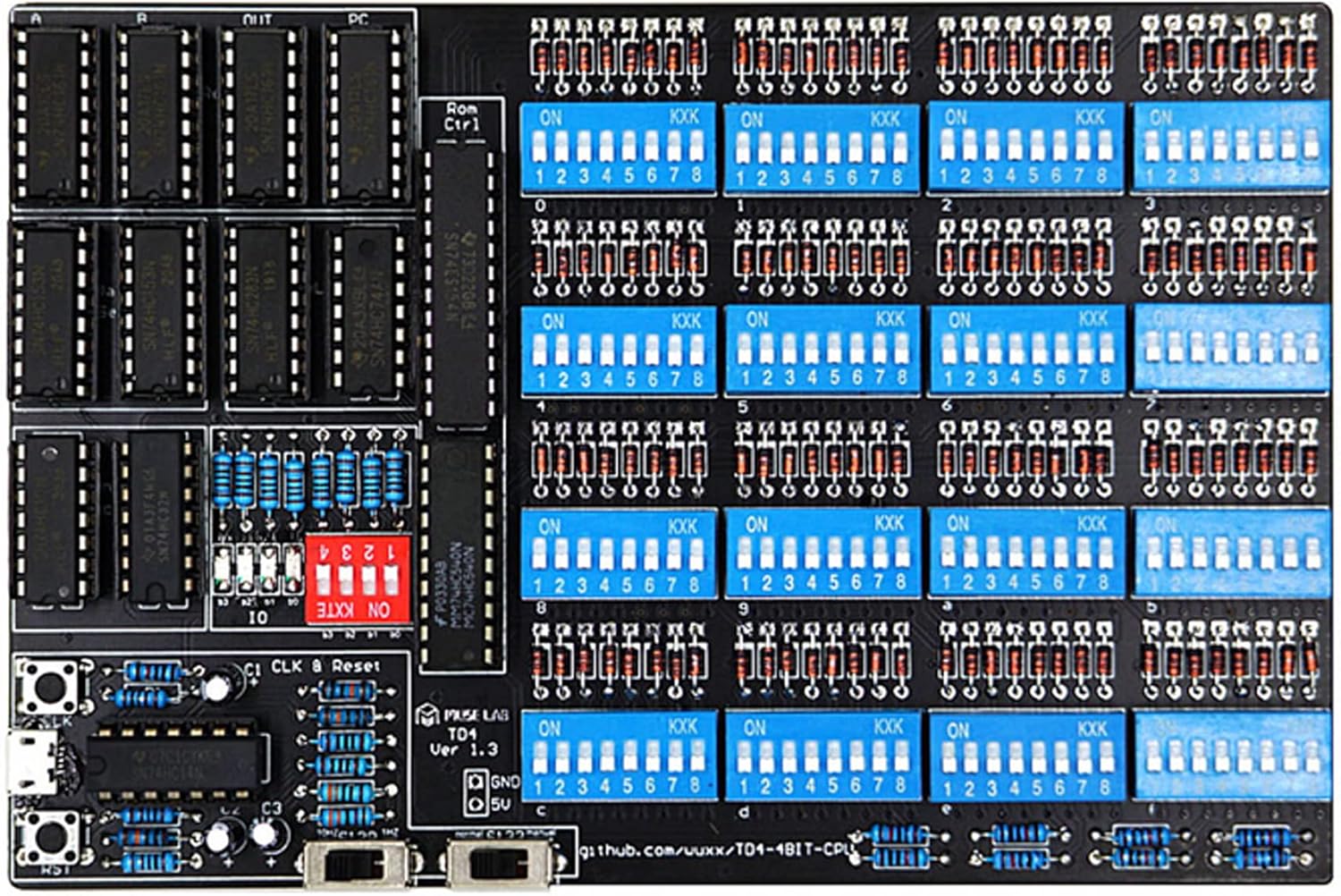 MiiElAOD CPU DIY Kit TD4: 4-bit CPU, Electronic Components, Metal, Plastic