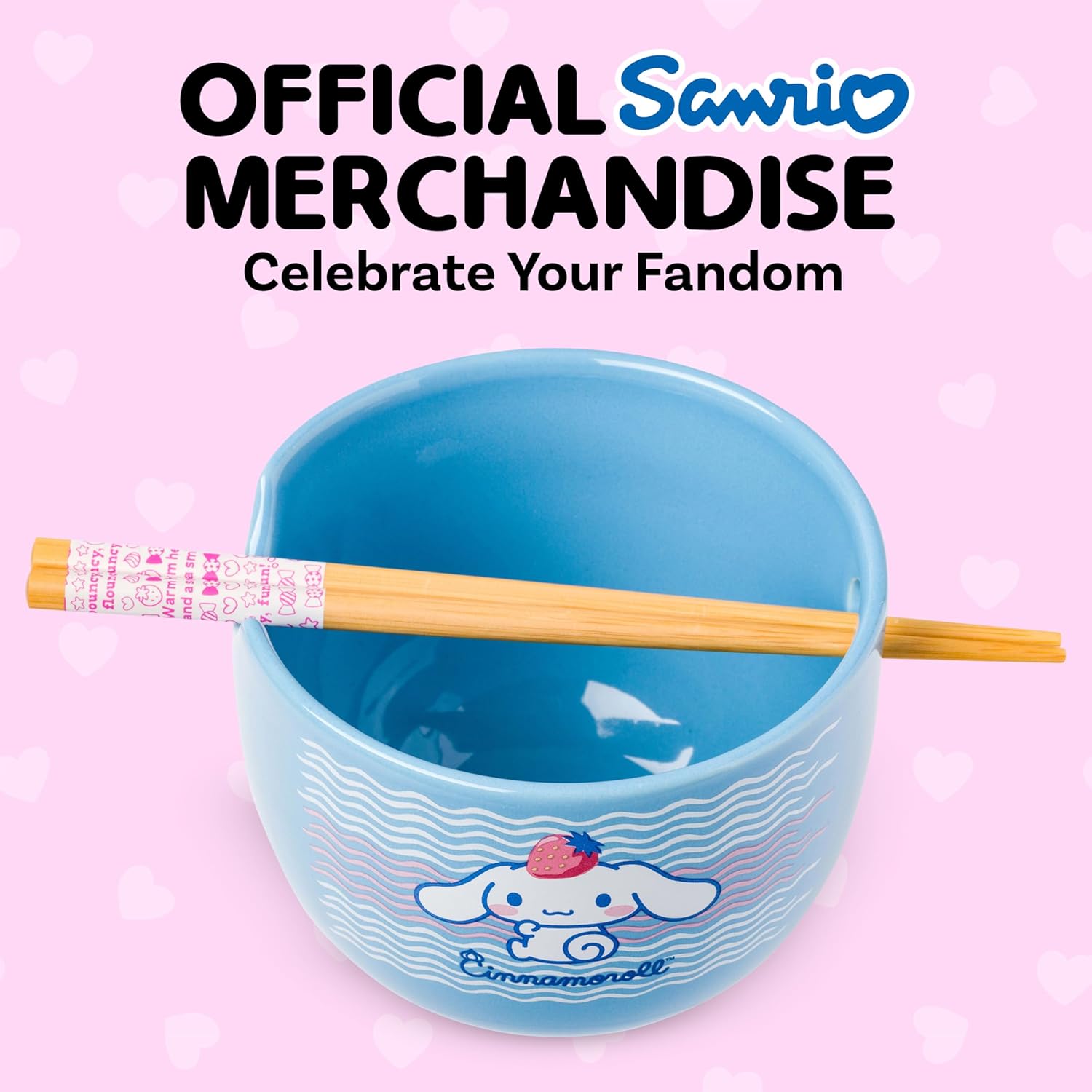 Silver Buffalo Hello Kitty and Friends Cinnamoroll Strawberry Ceramic Ramen Noodle Rice Bowl with Chopsticks, Microwave Safe, 20 Ounces - Image 5