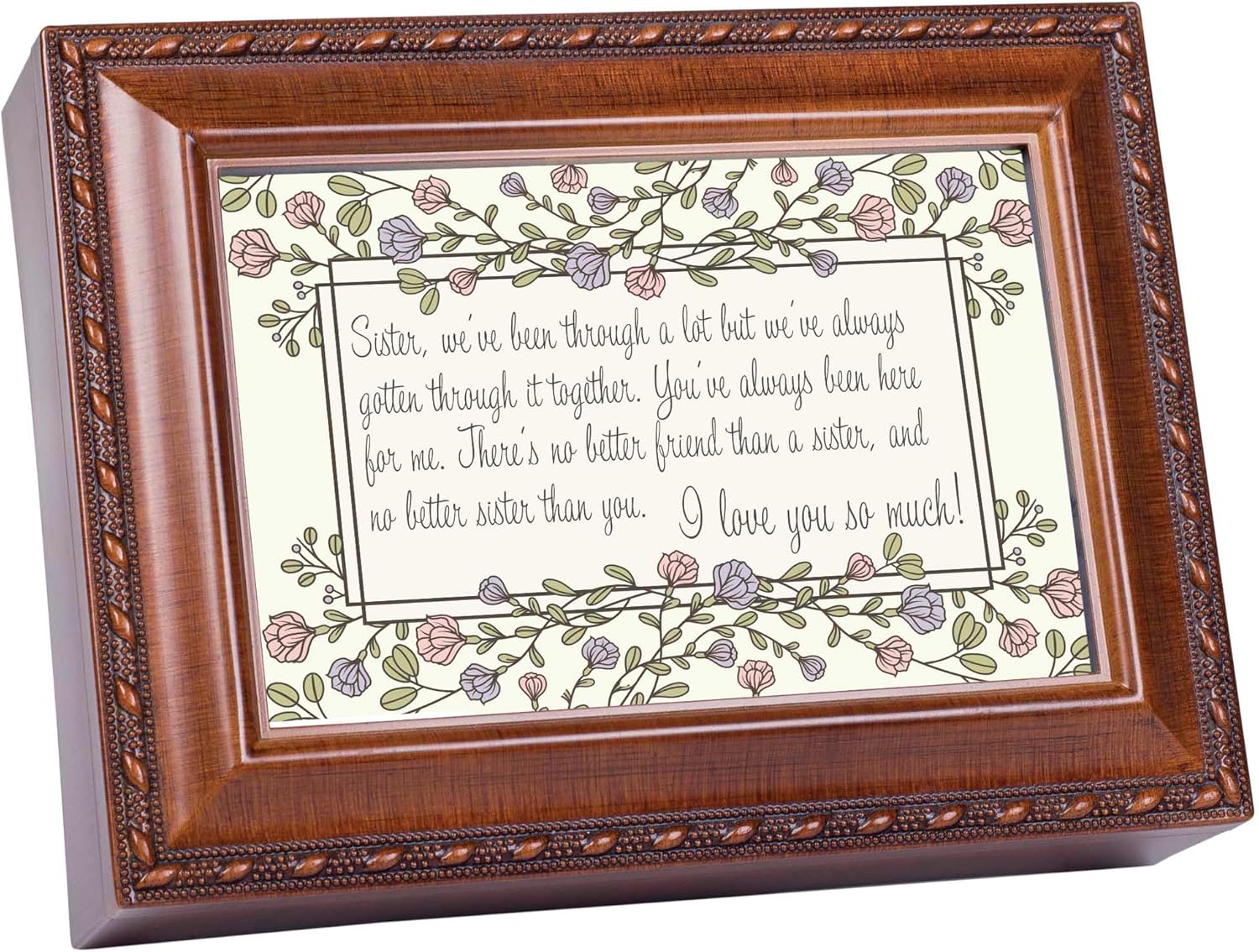 Cottage Garden Musical Trinket Photo Jewelry Box Plays Tune Wind Beneath My Wings 6 x 8 Inch Acrylic and Glass Sister