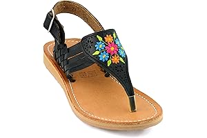 Mexican Leather Sandals for Women: Embroidered Flowers of Comfort and Style (Model 1314)