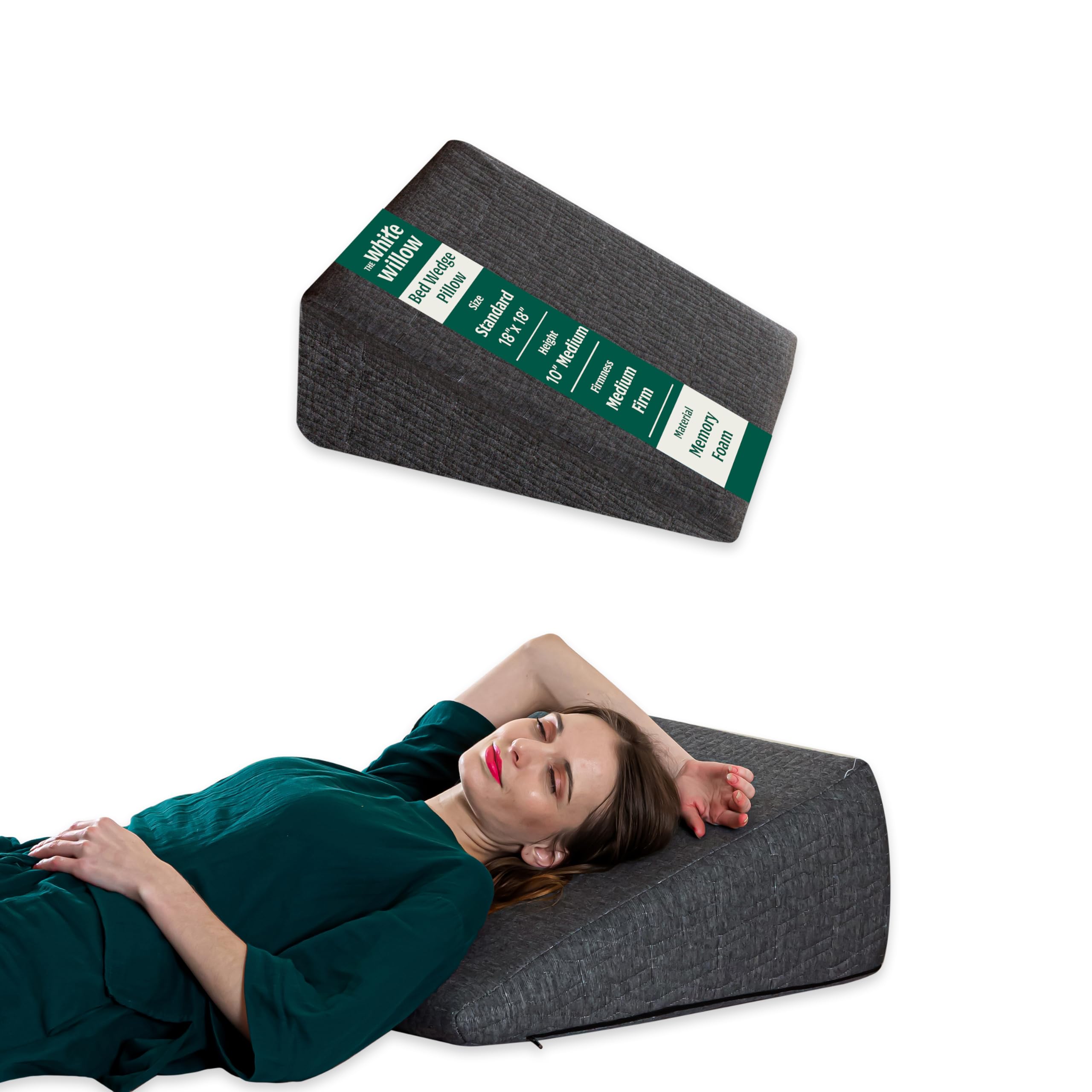 The White Willow Orthopaedic Bed Wedge Acid Reflux Memory Foam & HR Foam Support Firm Pillow for Sleeping, Neck Pain Relief, Pregnancy Maternity, Anti Snoring - (18" L x 18" W x 10" H Inches) - Grey (B07HX5YXRR) Amazon Price History, Amazon Price Tracker