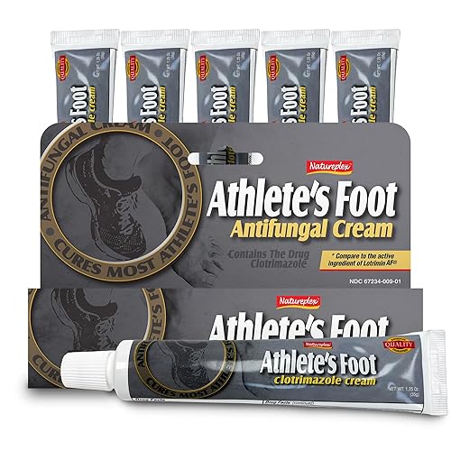 Natureplex Crema para pies de atleta, 1% clotrimazol, 1.25 onzas (paquete de 6) - Tratamiento antifúngico para picor deportista, hongos en los pies,