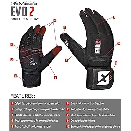 skott Evo 2 Weightlifting Gloves with Integrated Wrist Wrap Support-Double Stitching for Extra Durability-Get Ripped with The Best Body Building Fitness and Exercise Accessories