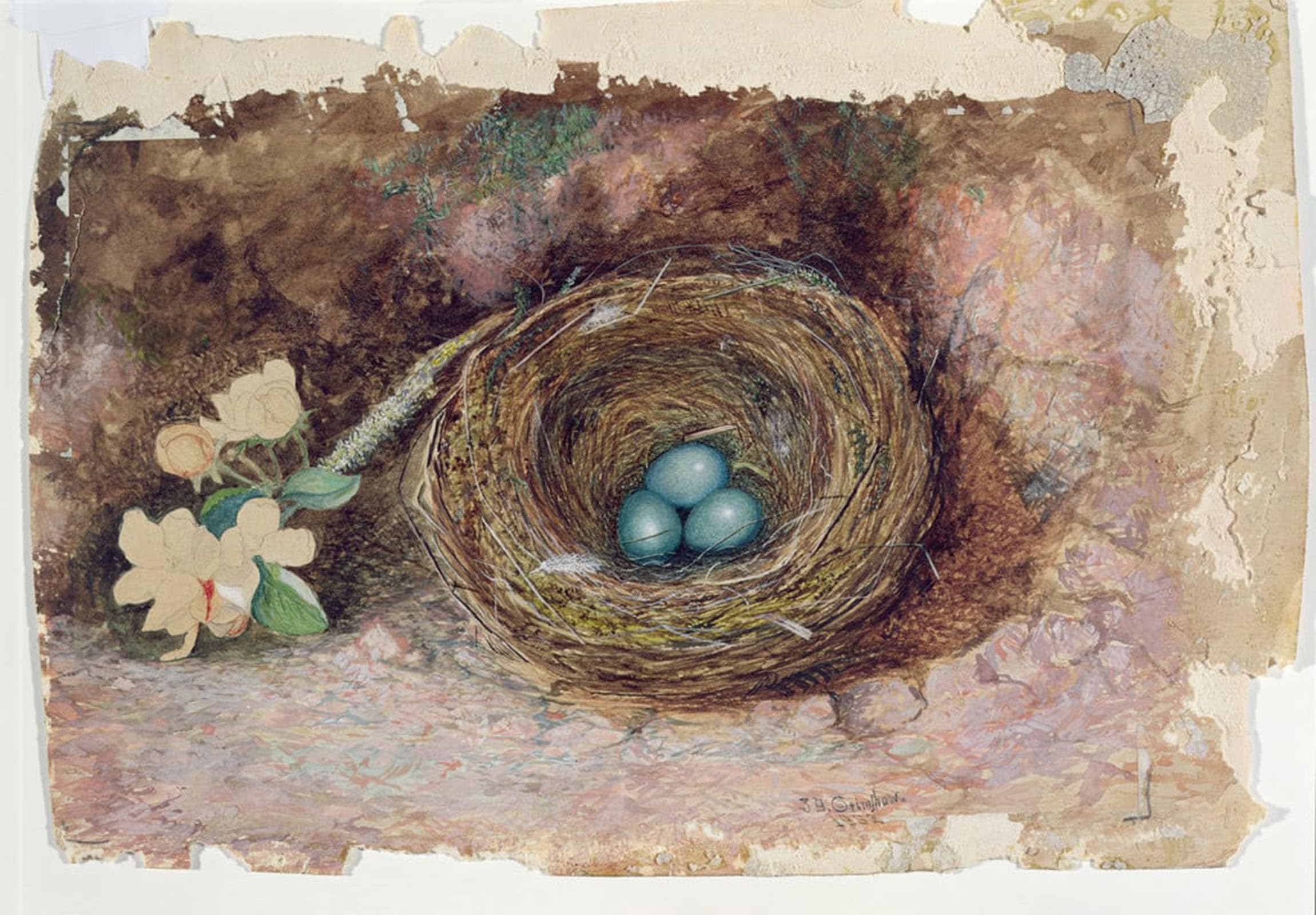 SERENDIPITP Vintage Picture Print on Canvas Wall Art Poster Birds Nest Artwork Print Poster for Wall Decor 60x90cm