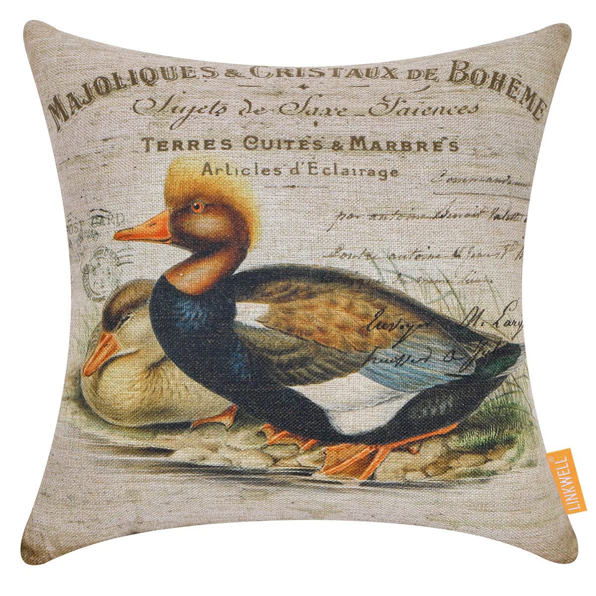 LINKWELL Duck Pillows Cover 18x18 inches Hunting Throw Pillow Cover Home Decor Gift for Men Man Cave Cushion Cover for Sofa Couch Bedroom Car CC1869