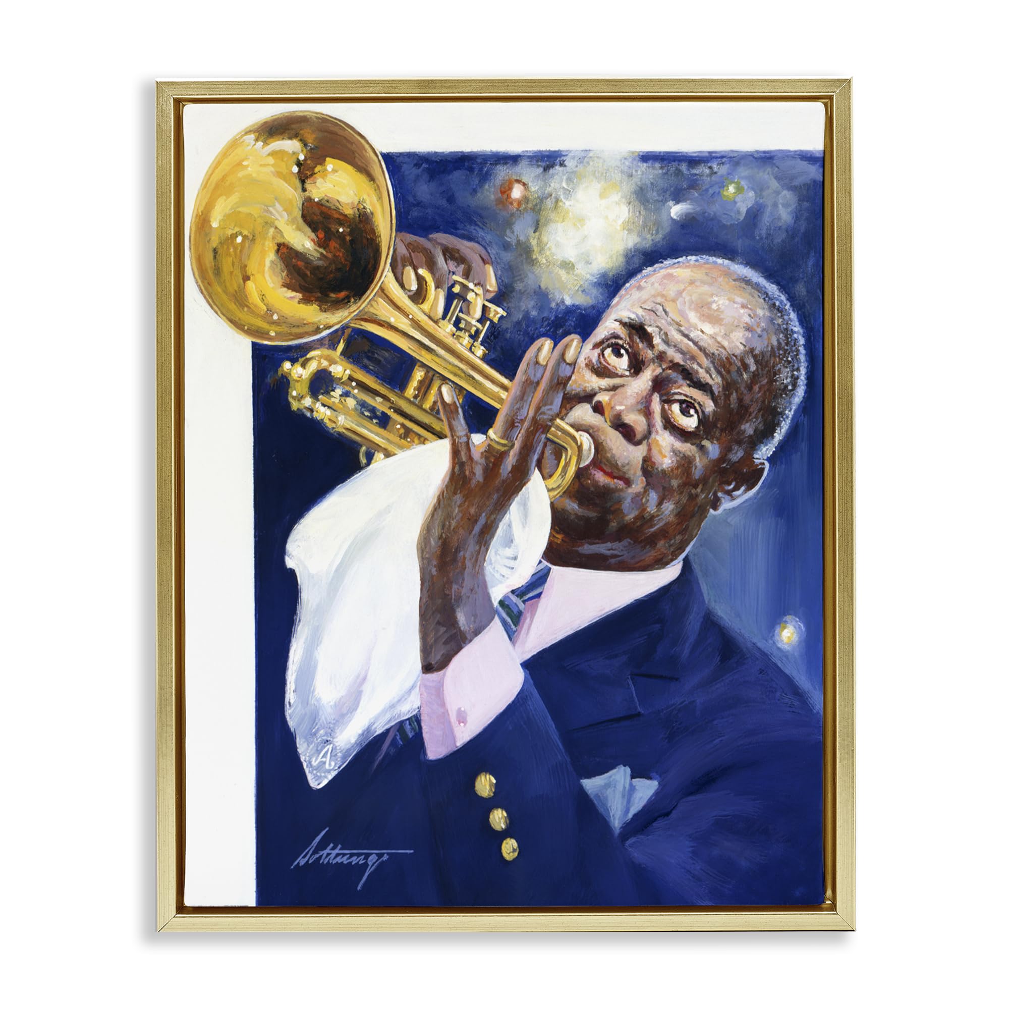 'Louis Armstrong Portrait'| Floating Frame Canvas Art