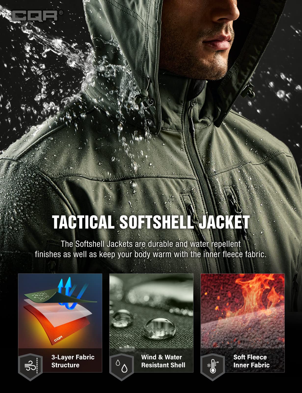 Snapklik.com : Mens Tactical Softshell Jacket, Winter Warm Fleece Lined ...